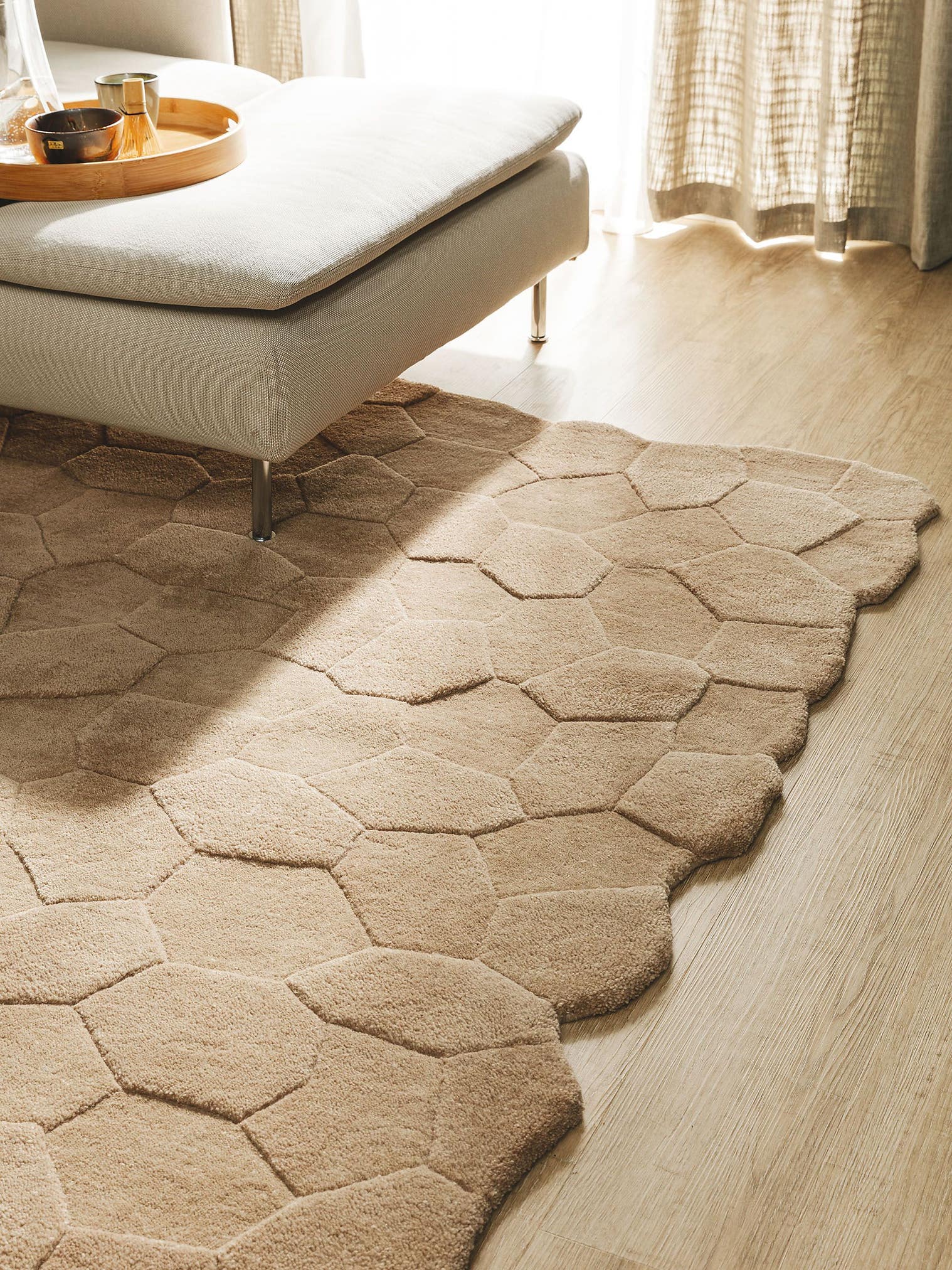 Tapis en 100% Laine (de Nouvelle-Zélande) en Beige avec une pile de 11 - 20 mm de hauteur de benuta Pure