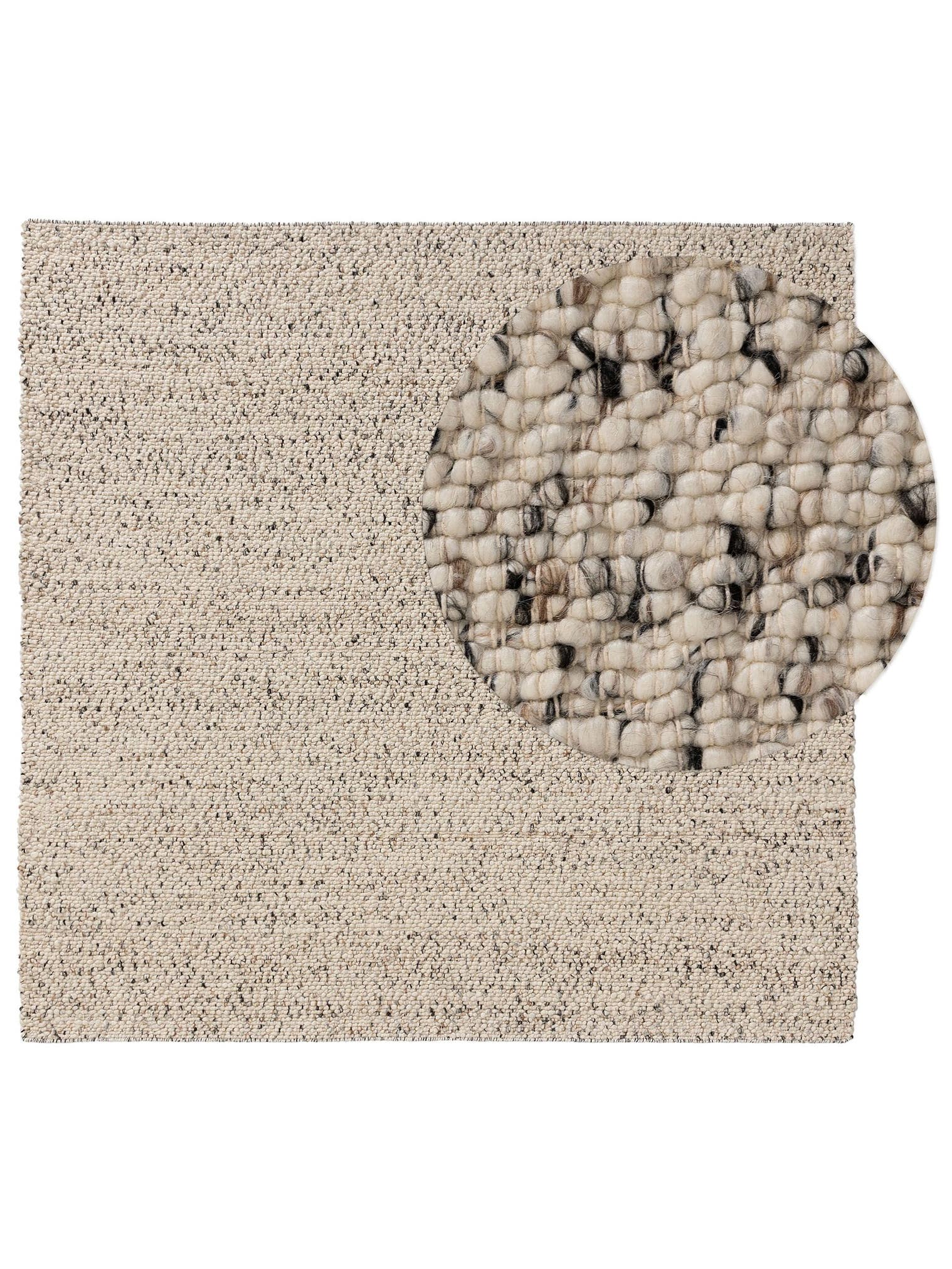 Teppich aus 70% Wolle, 15% Jute, 15% Baumwolle in Schwarz/Weiß mit 11 bis 20 mm hohem Flor von benuta Pure