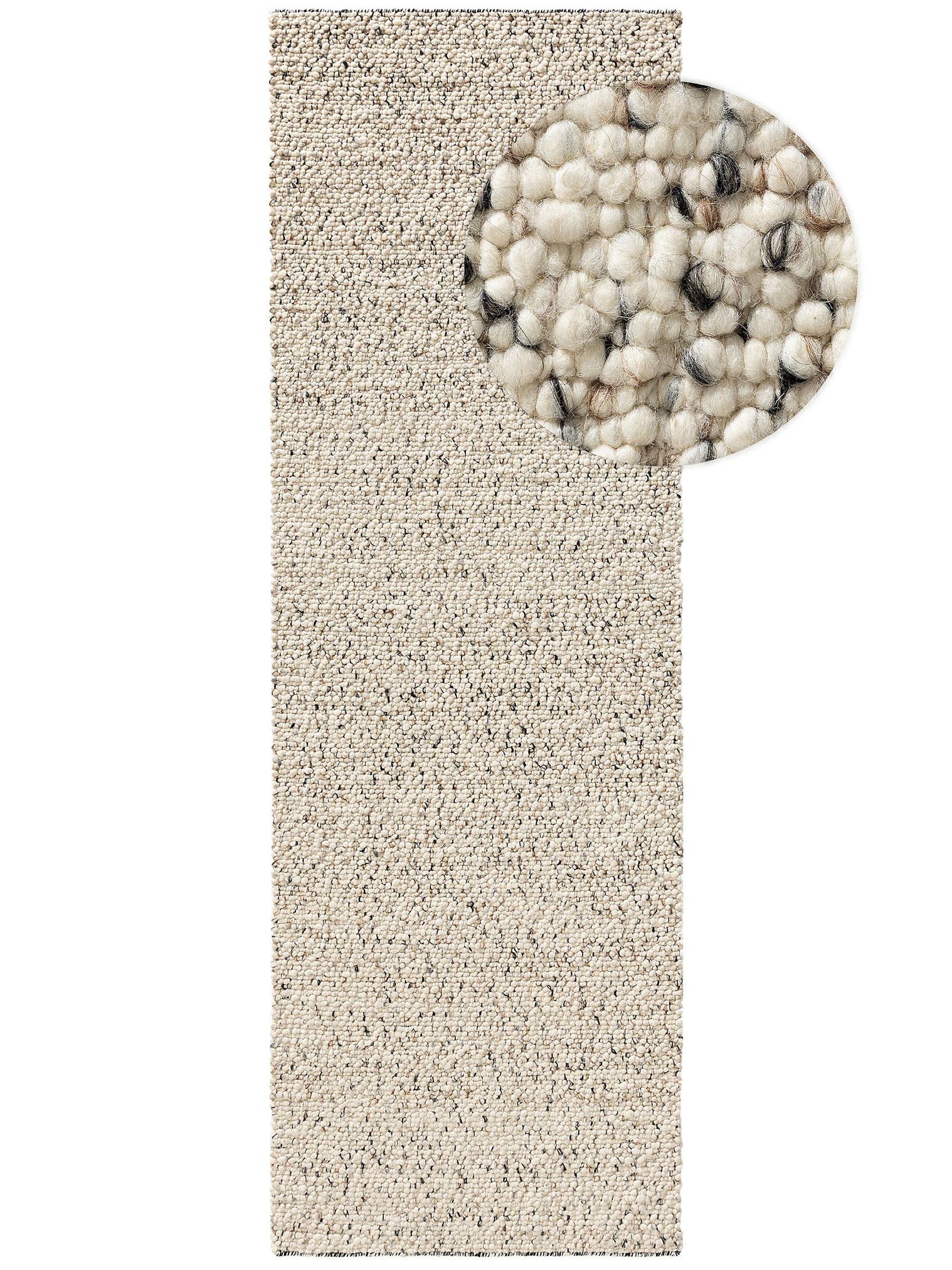 Tapis en 70% laine, 15% jute, 15% coton en Noir & Blanc avec une pile de 11 - 20 mm de hauteur de benuta Pure