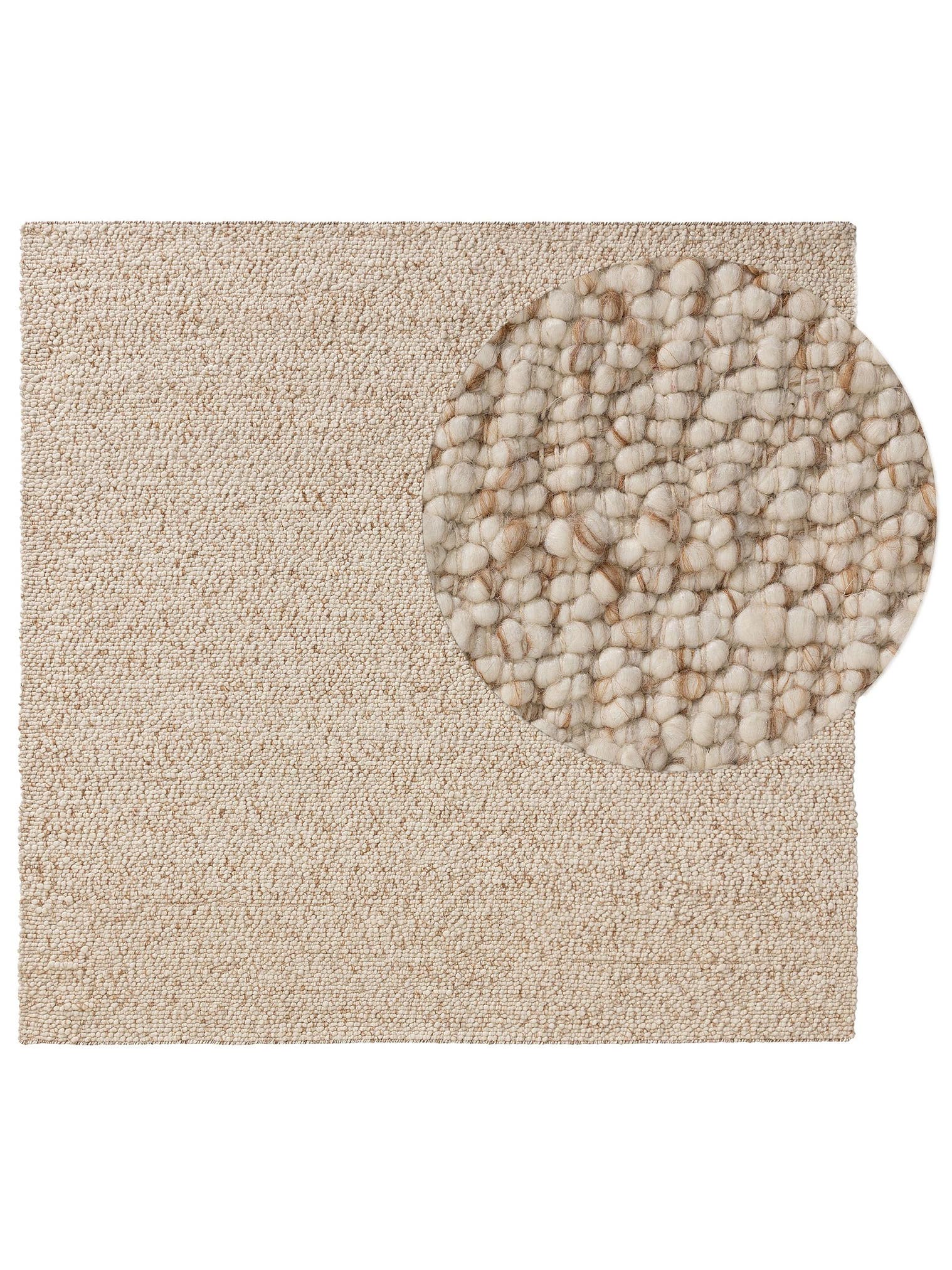 Teppich aus 70% Wolle, 15% Jute, 15% Baumwolle in Braun mit 11 bis 20 mm hohem Flor von benuta Pure