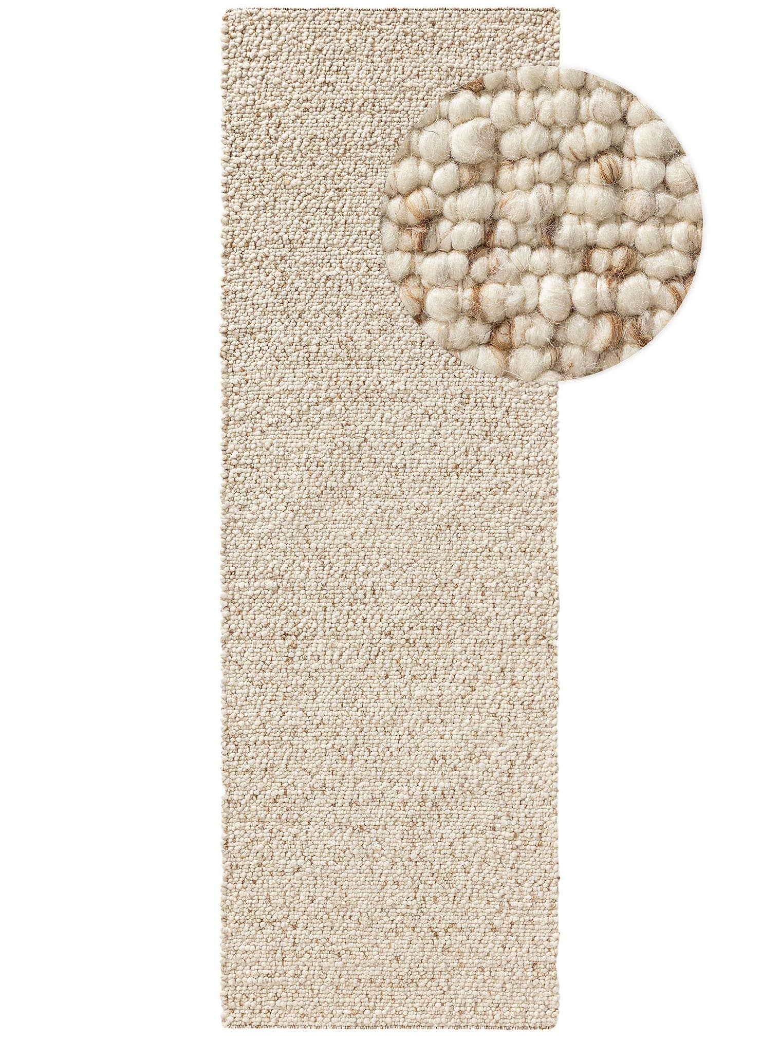 Tapis en 70% laine, 15% jute, 15% coton en Marron avec une pile de 11 - 20 mm de hauteur de benuta Pure