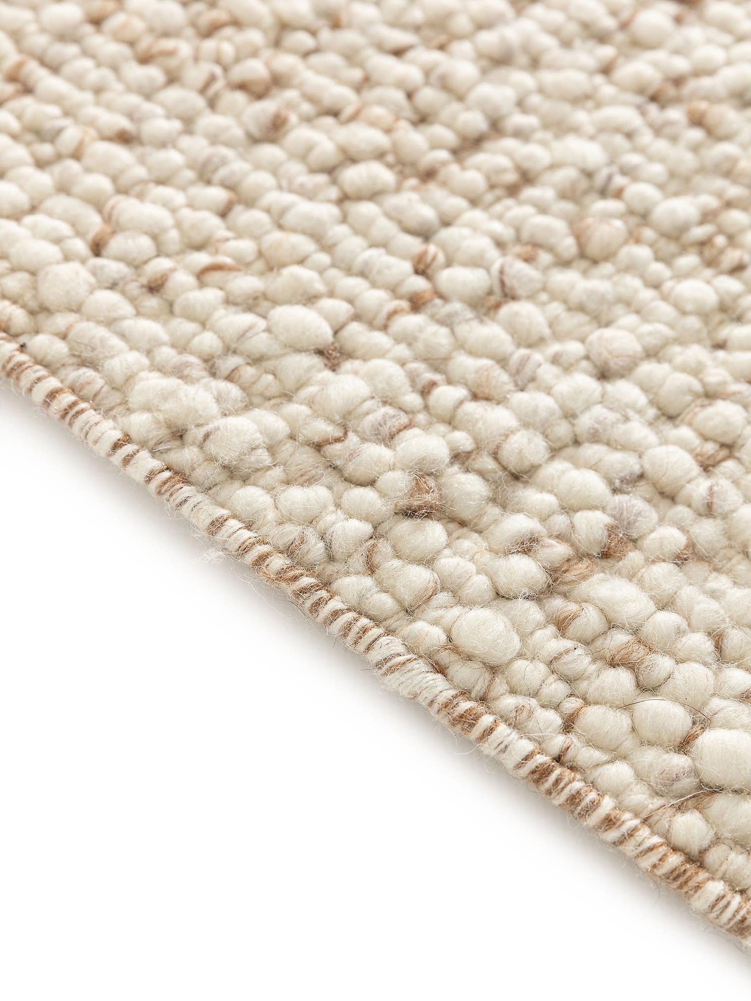 Tapis en 70% laine, 15% jute, 15% coton en Marron avec une pile de 11 - 20 mm de hauteur de benuta Pure
