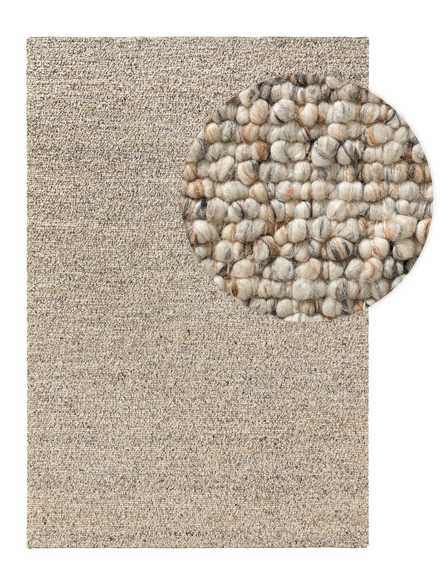Teppich aus 70% Wolle, 15% Jute, 15% Baumwolle in Multicolor mit 11 bis 20 mm hohem Flor von benuta Pure