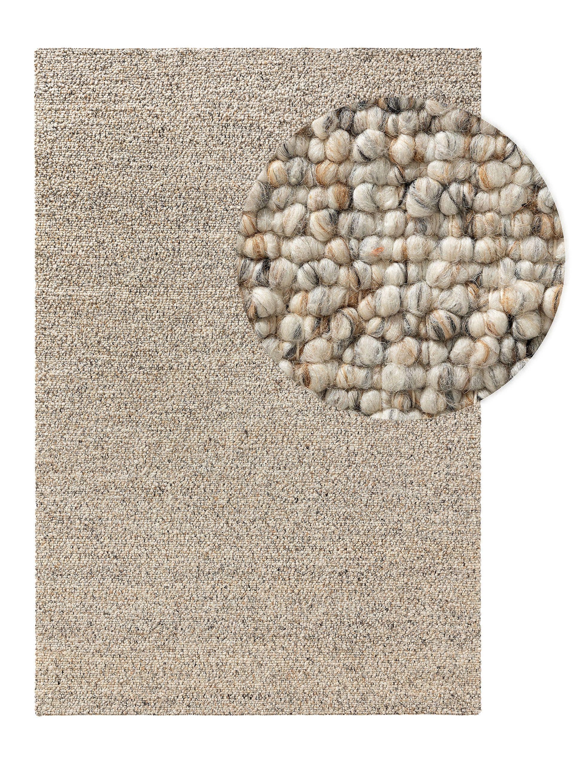 Tapijt van 70% Wol, 15% Jute, 15% Katoen in Veelkleurig met een 11 - 20 mm hoge pool van benuta Pure