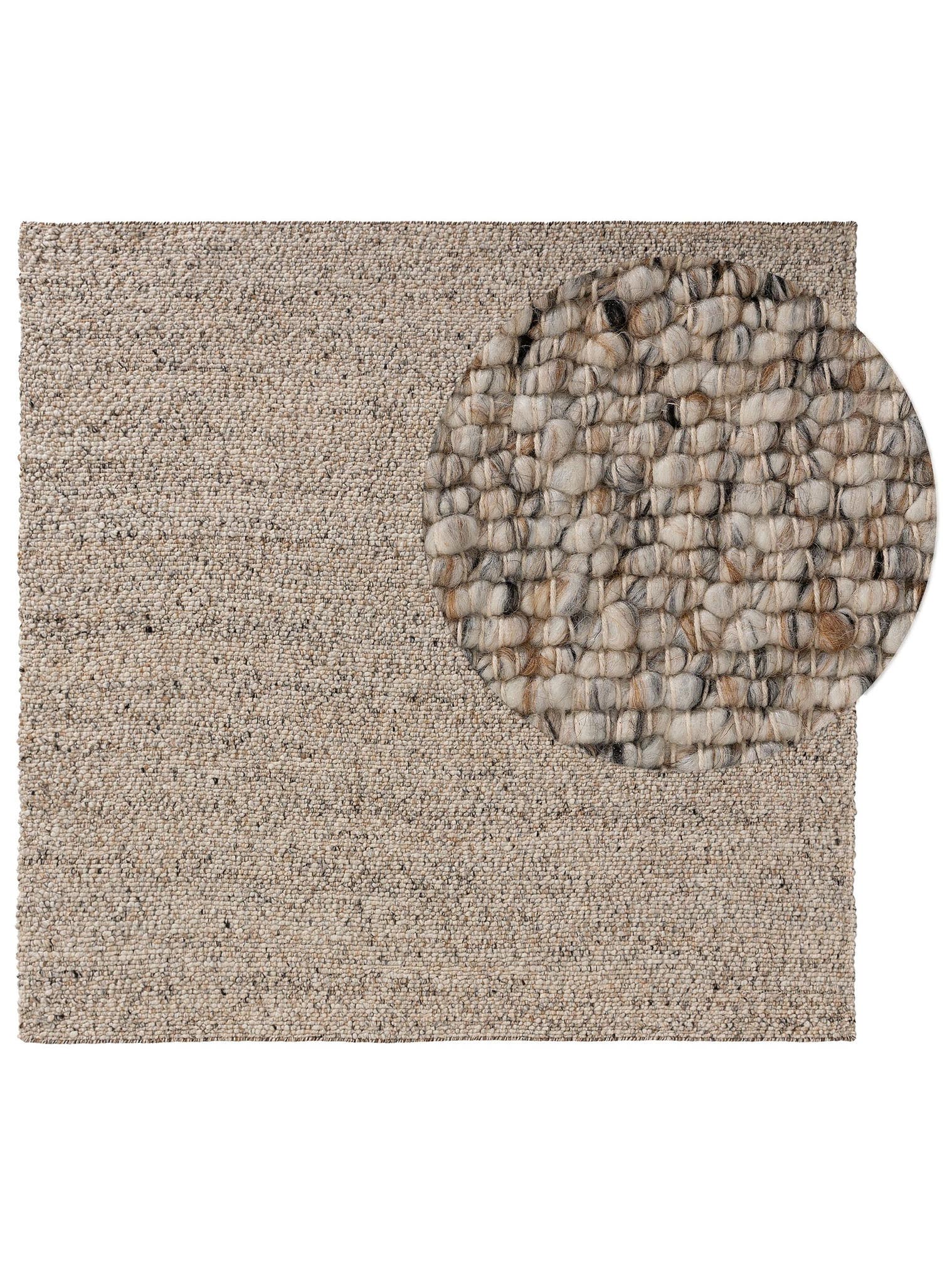 Teppich aus 70% Wolle, 15% Jute, 15% Baumwolle in Multicolor mit 11 bis 20 mm hohem Flor von benuta Pure
