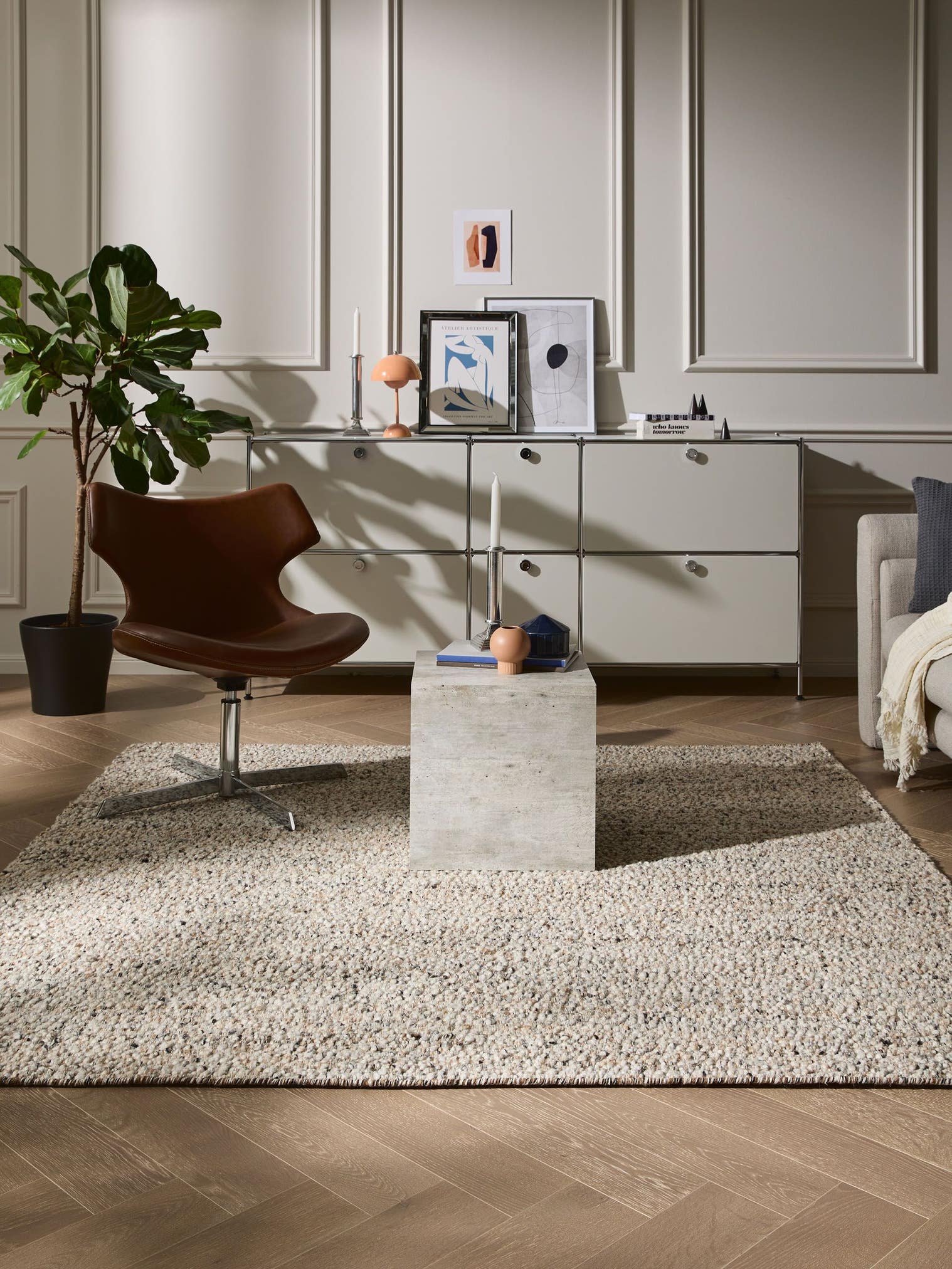 Teppich aus 70% Wolle, 15% Jute, 15% Baumwolle in Multicolor mit 11 bis 20 mm hohem Flor von benuta Pure