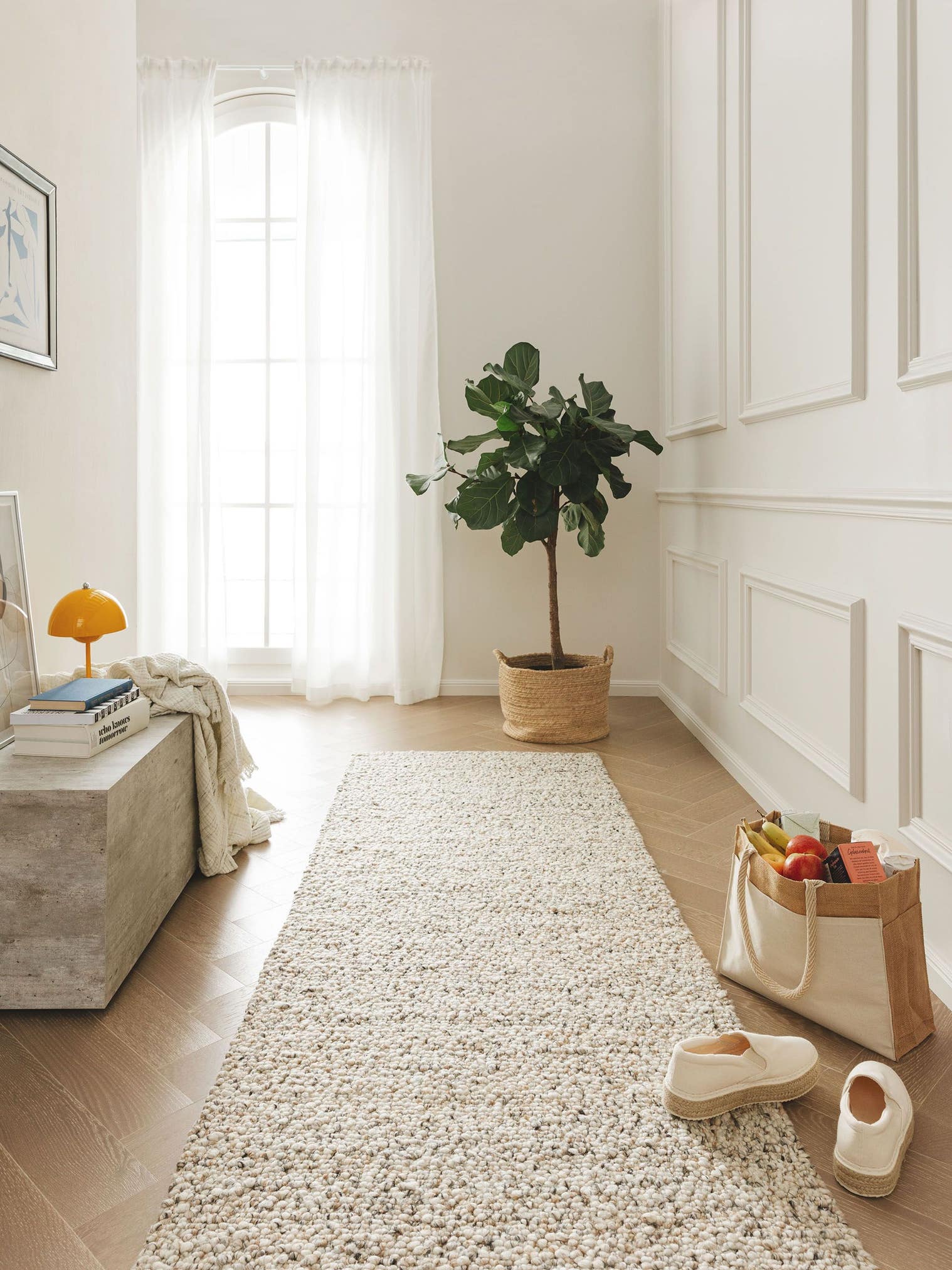 Rug made of 70% wool, 15% jute, 15% cotton in Multicoloured with a 11 - 20 mm high pile by benuta Pure
