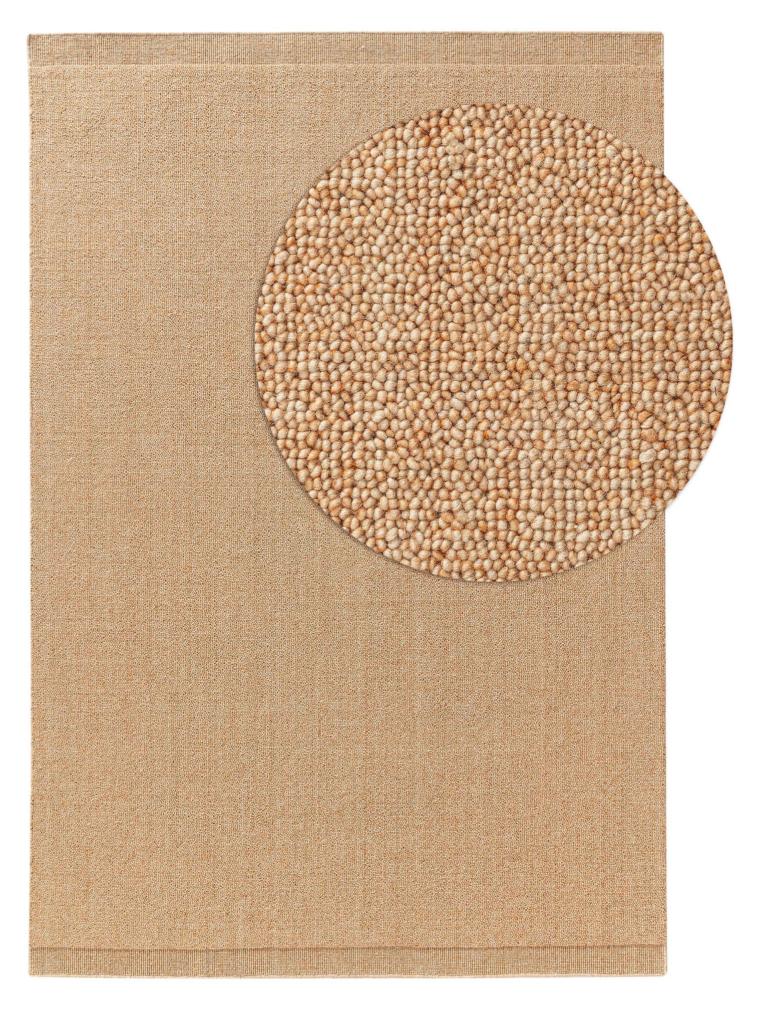 Teppich aus 80% Wolle, 20% Baumwolle in Orange mit 11 bis 20 mm hohem Flor von benuta Pure