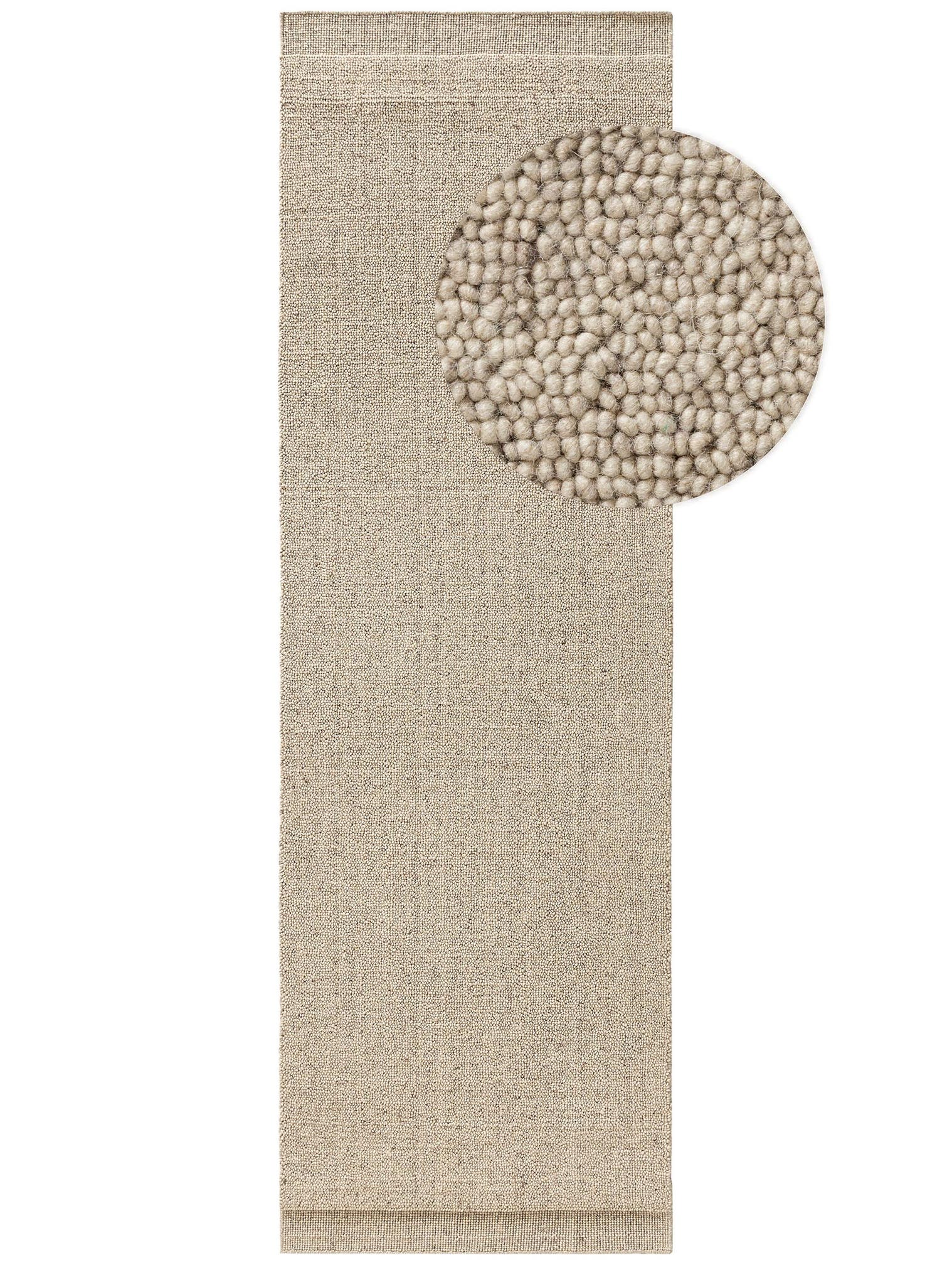 Teppich aus 80% Wolle, 20% Baumwolle in Beige mit 11 bis 20 mm hohem Flor von benuta Pure