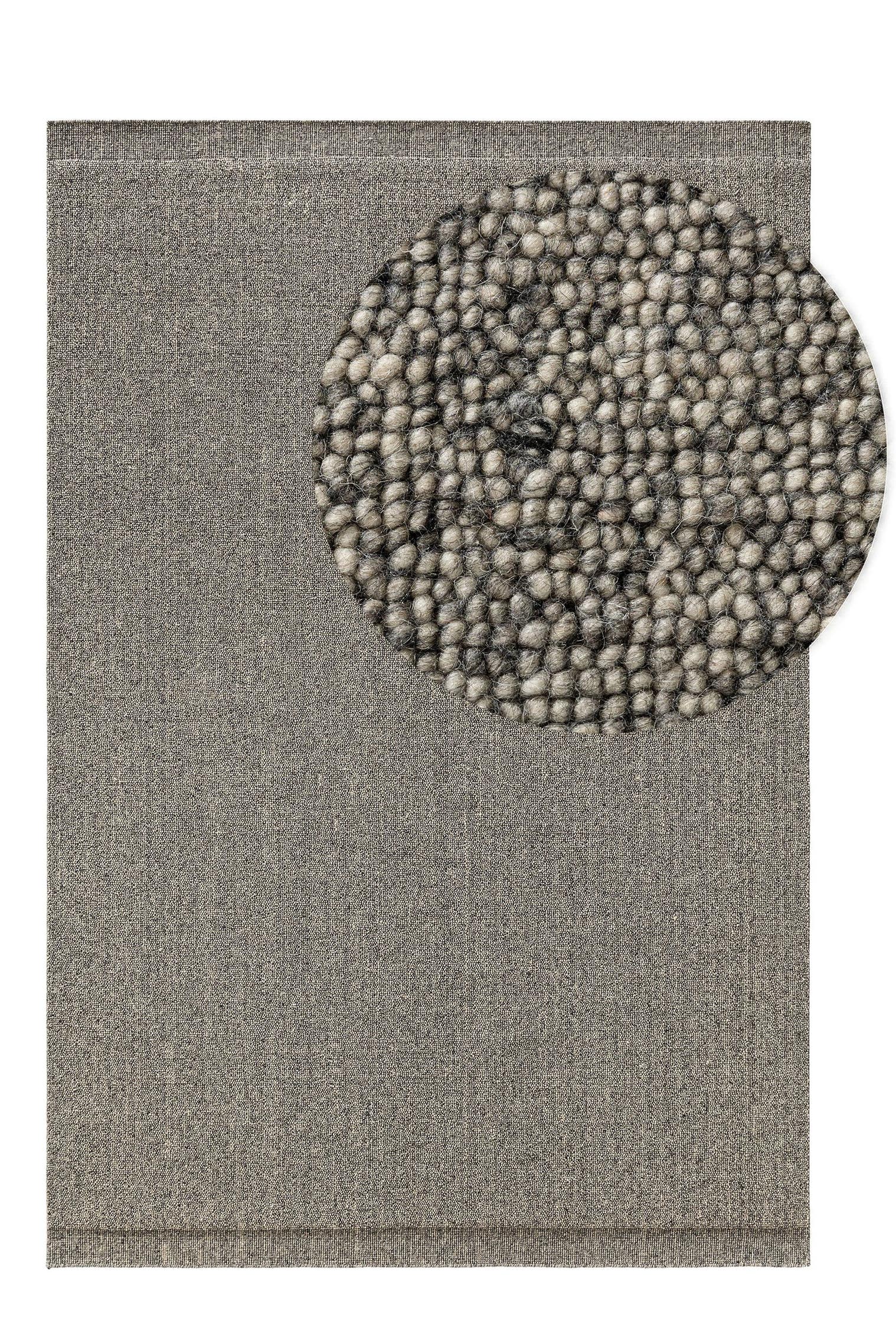 Tappeto di 80% lana, 20% cotone in Grigio con pelo alto 11 - 20 mm da benuta Pure