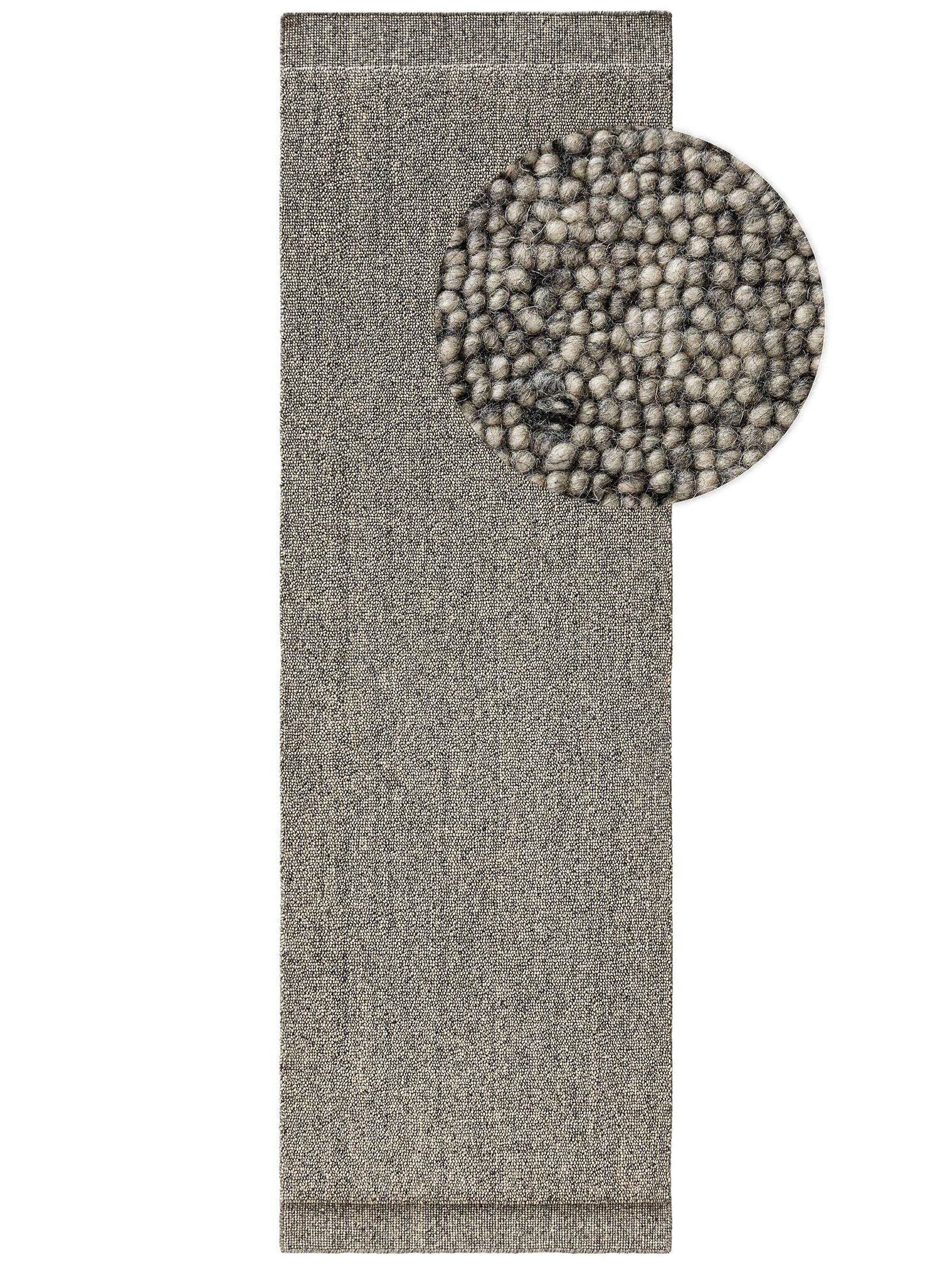 Teppich aus 80% Wolle, 20% Baumwolle in Grau mit 11 bis 20 mm hohem Flor von benuta Pure