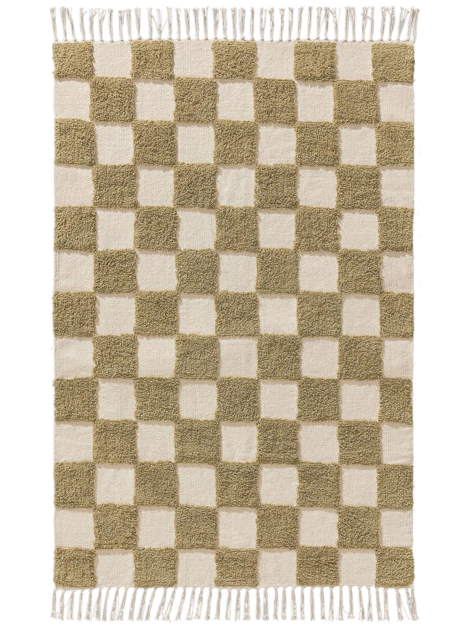 Rug made of 100% Cotton in Green with a 11 - 20 mm high pile by Lytte
