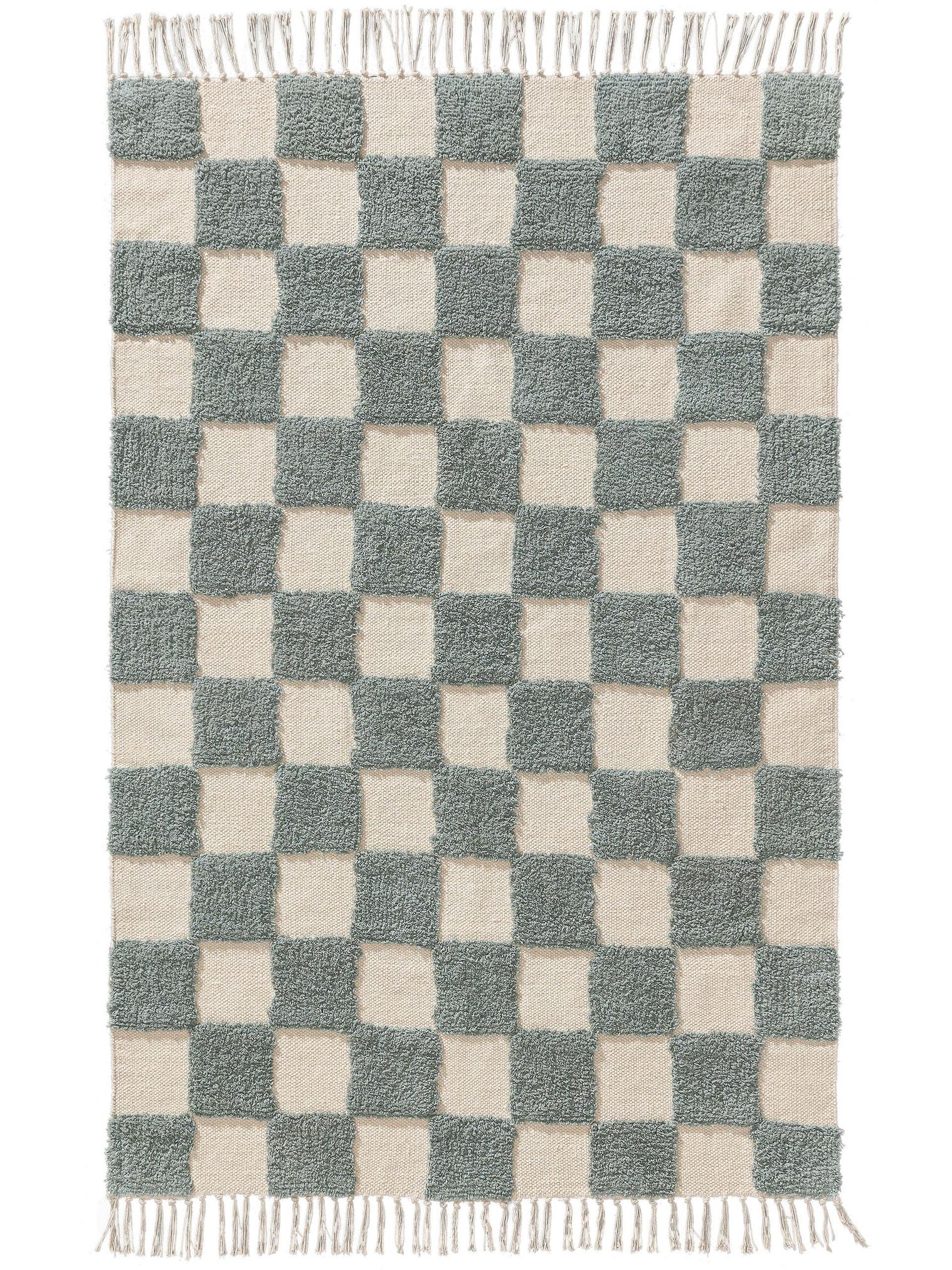 Rug made of 100% Cotton in Blue with a 11 - 20 mm high pile by Lytte