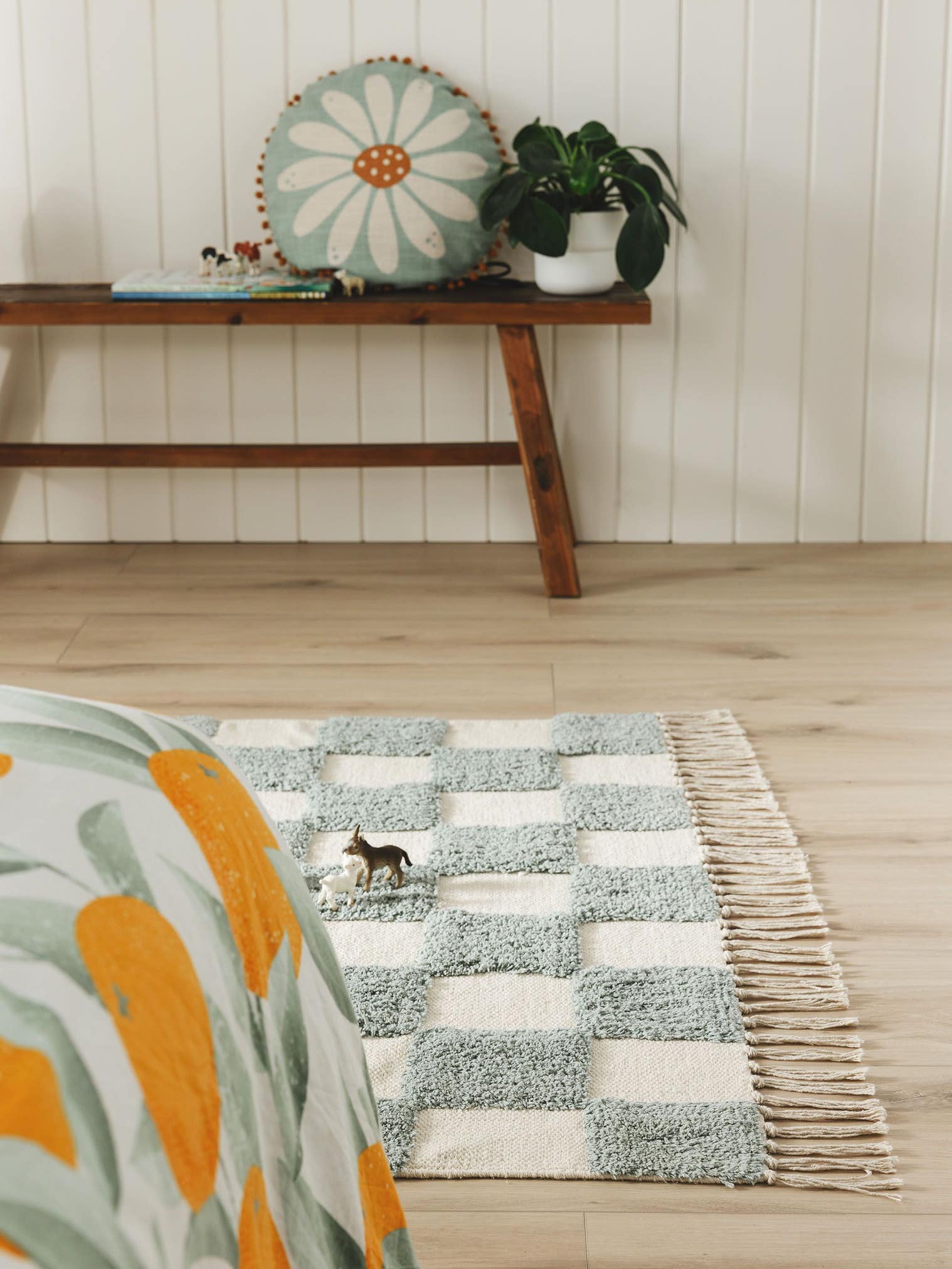 Rug made of 100% Cotton in Blue with a 11 - 20 mm high pile by Lytte