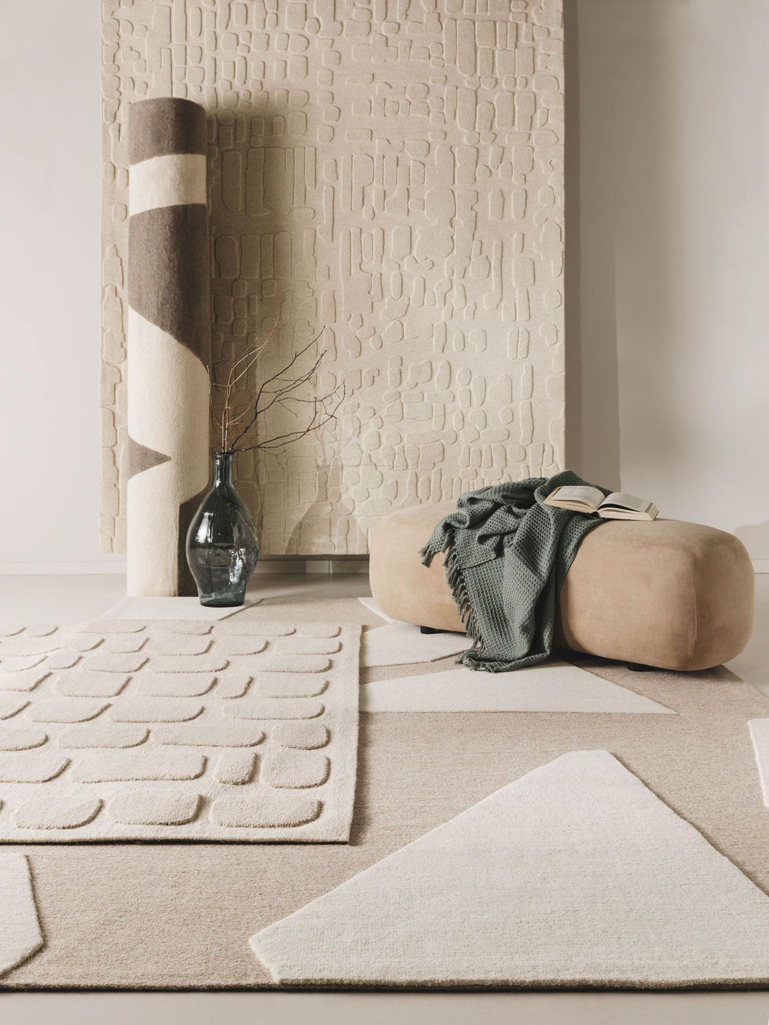 Rug made of 80% wool, 20% cotton in Beige with a 11 - 20 mm high pile by benuta Pure