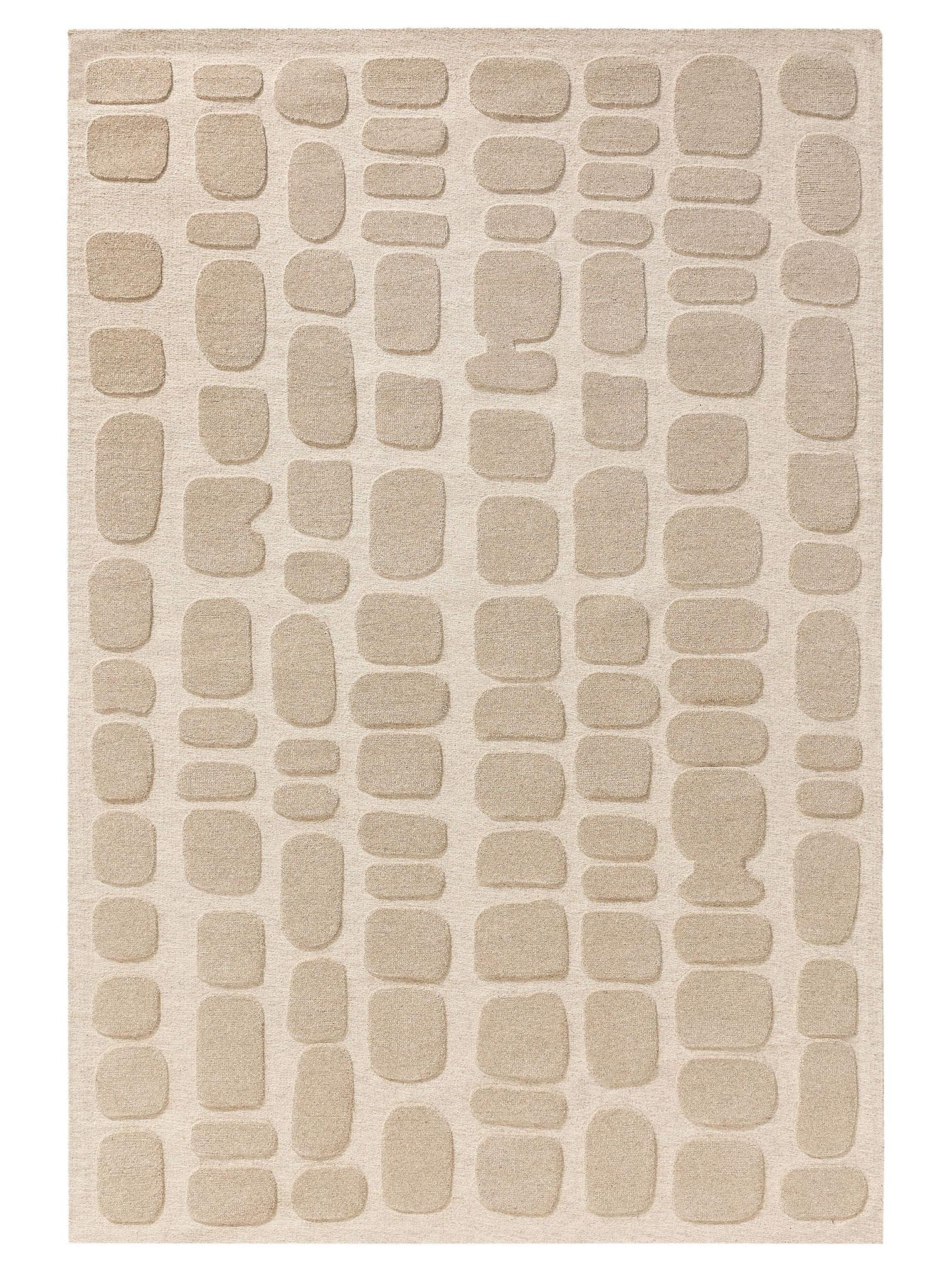 Rug made of 80% wool, 20% cotton in Beige with a 11 - 20 mm high pile by benuta Pure