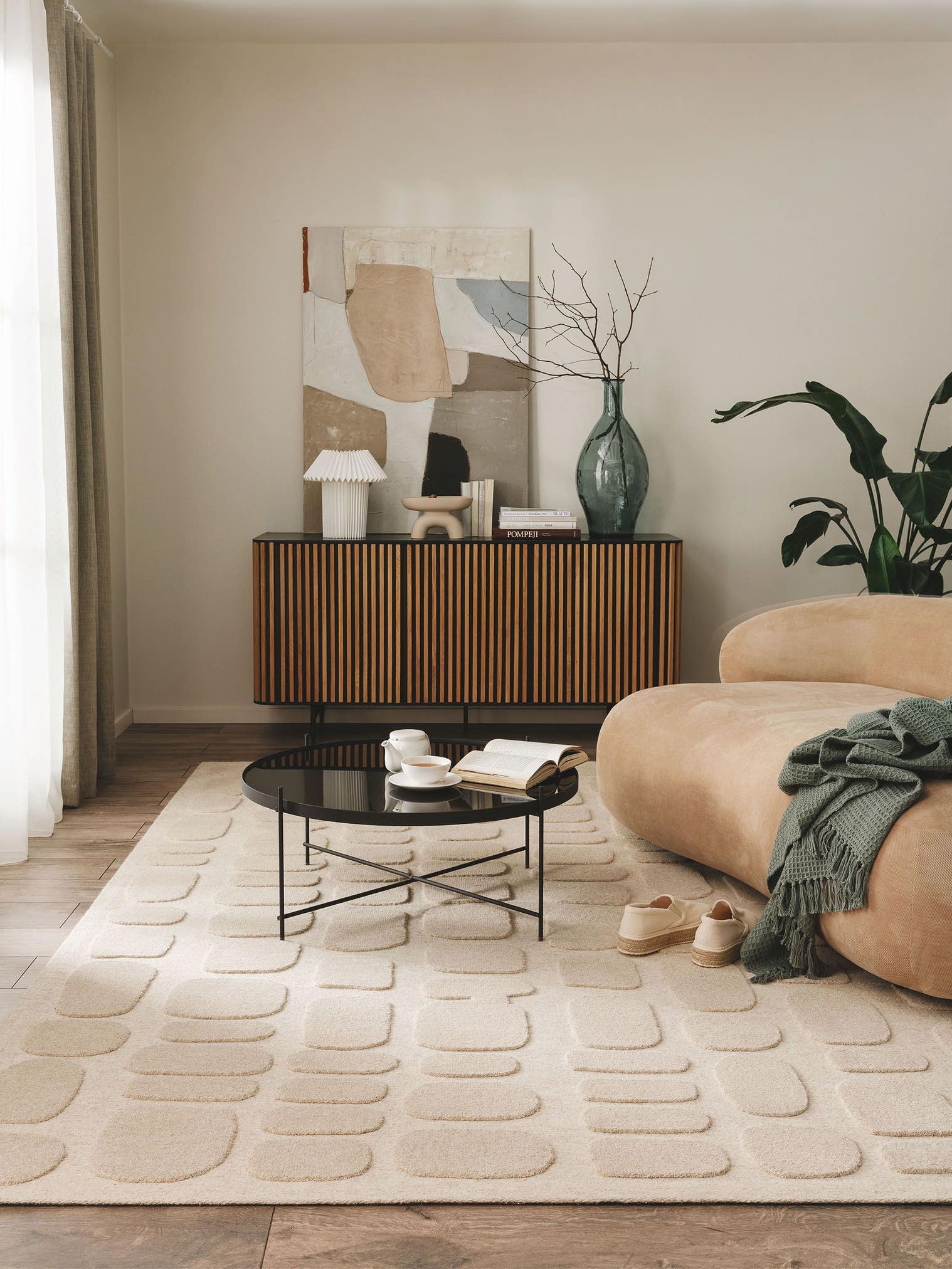 Rug made of 80% wool, 20% cotton in Beige with a 11 - 20 mm high pile by benuta Pure