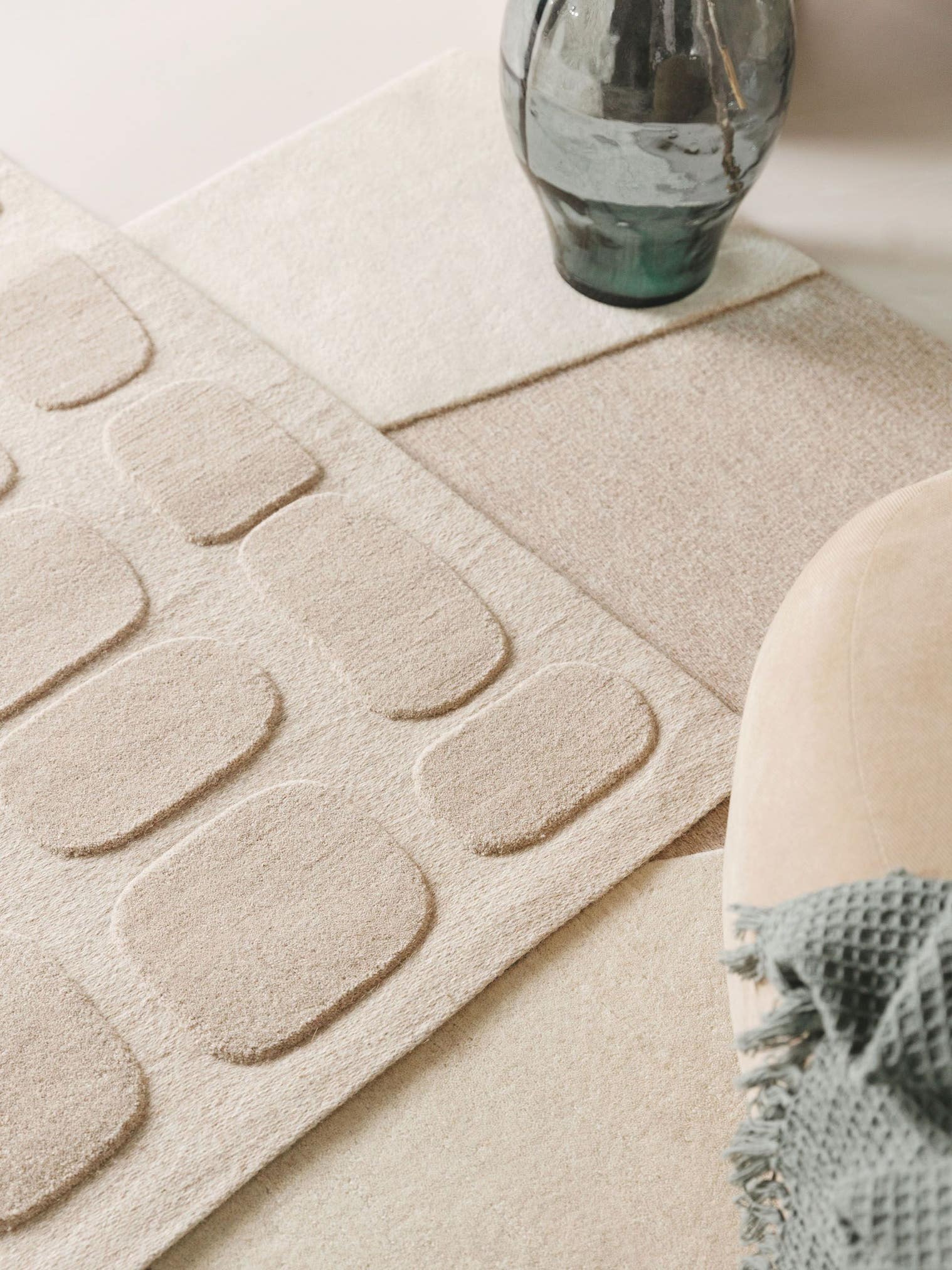 Rug made of 80% wool, 20% cotton in Beige with a 11 - 20 mm high pile by benuta Pure