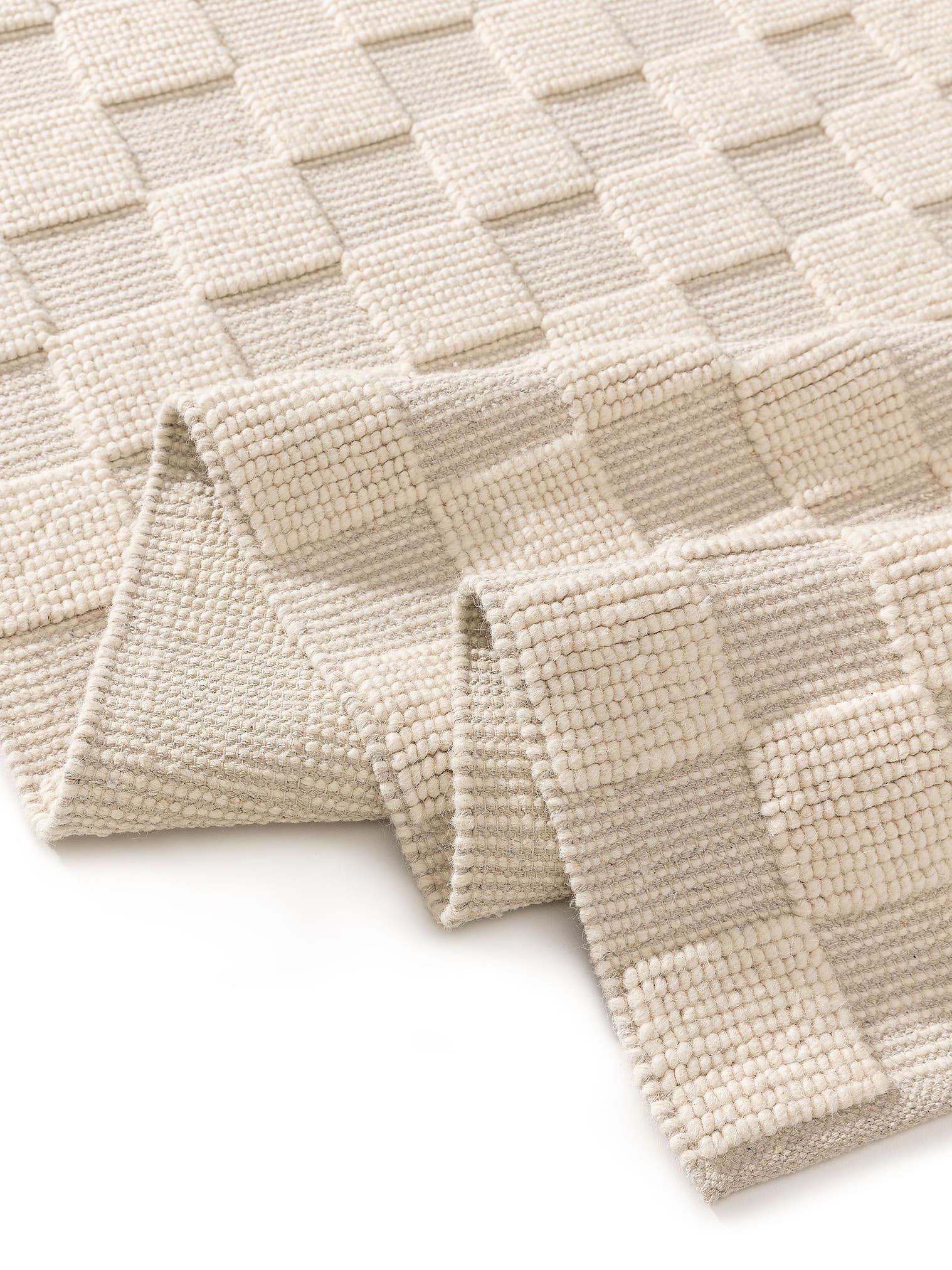 Tapis en 60% Laine, 40% Coton en Beige avec une pile de 11 - 20 mm de hauteur de benuta Pure