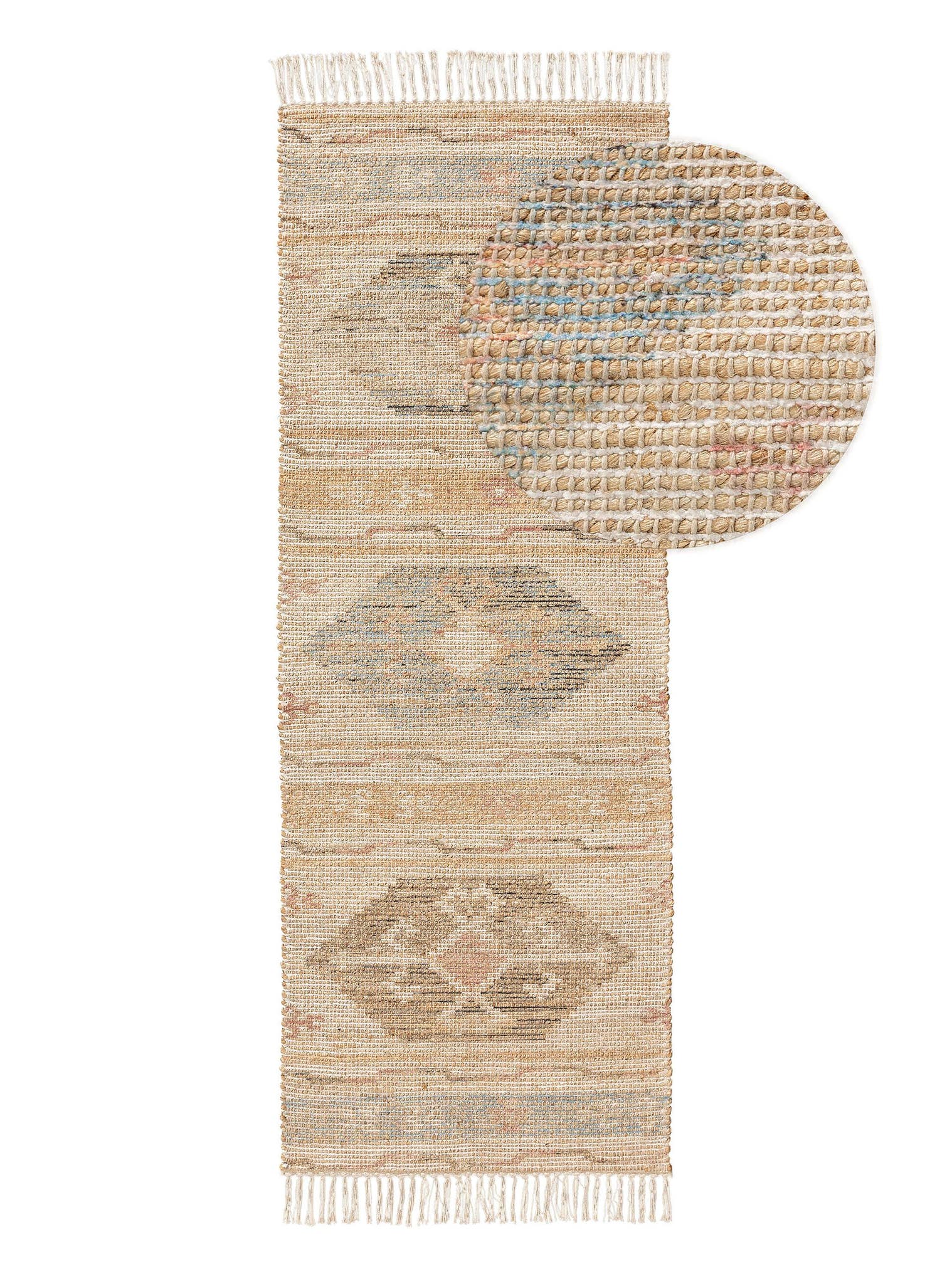 Tapijt van 68% Jute, 20% Polyester, 12% Katoen in Veelkleurig met een 1- 5 mm hoge pool van benuta Pop