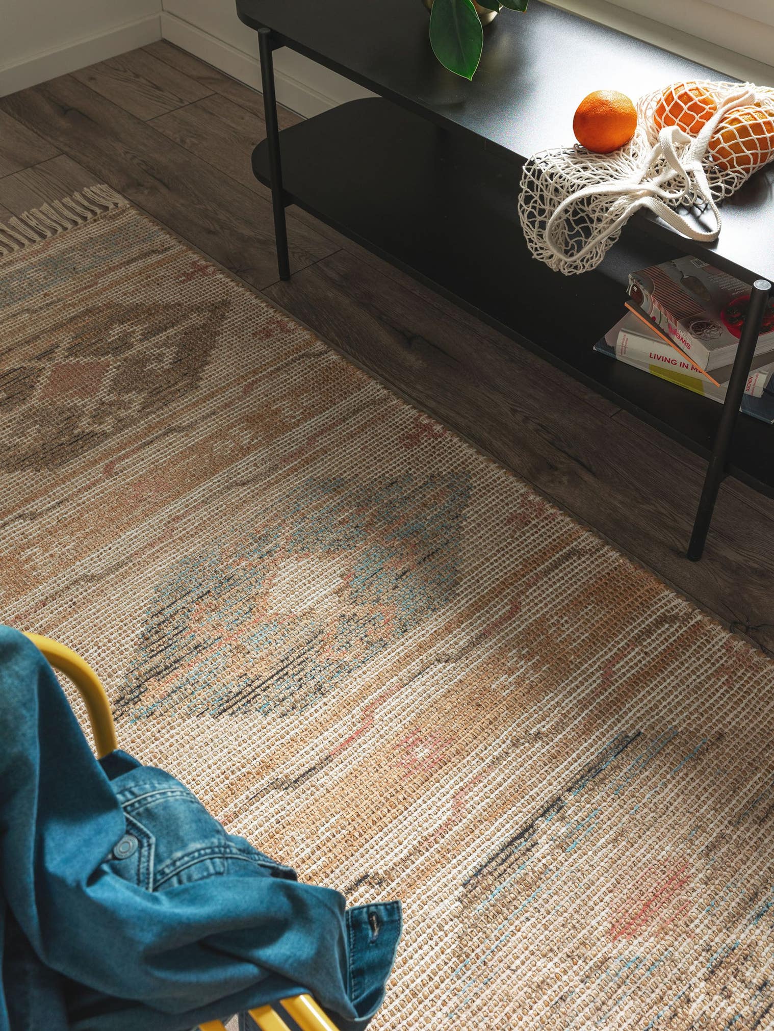 Tapijt van 68% Jute, 20% Polyester, 12% Katoen in Veelkleurig met een 1- 5 mm hoge pool van benuta Pop