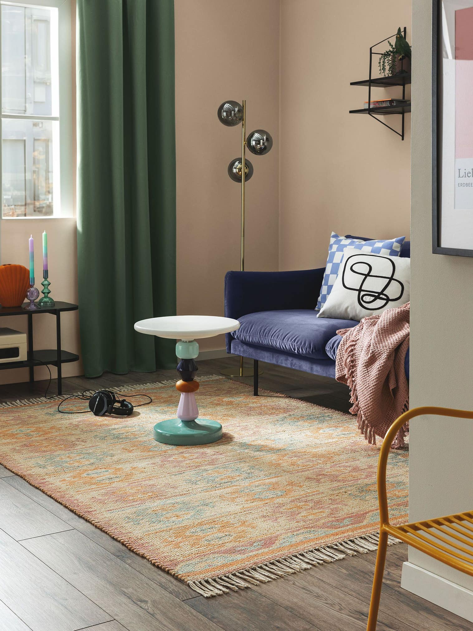 Tapis en 68% jute, 20% polyester, 12% coton en Multicouleur avec une pile de 1- 5 mm de hauteur de benuta Pop