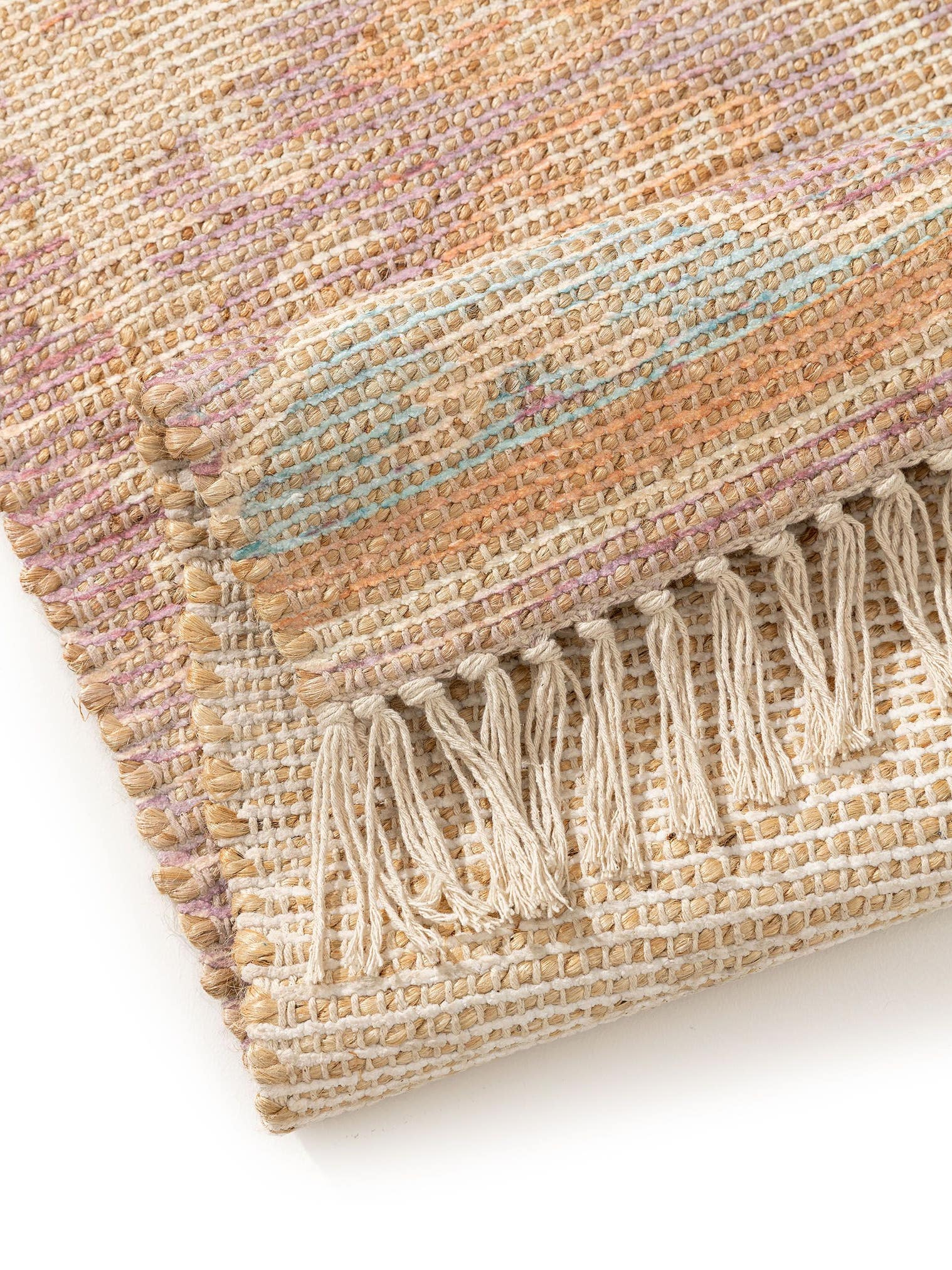 Tapis en 68% jute, 20% polyester, 12% coton en Multicouleur avec une pile de 1- 5 mm de hauteur de benuta Pop