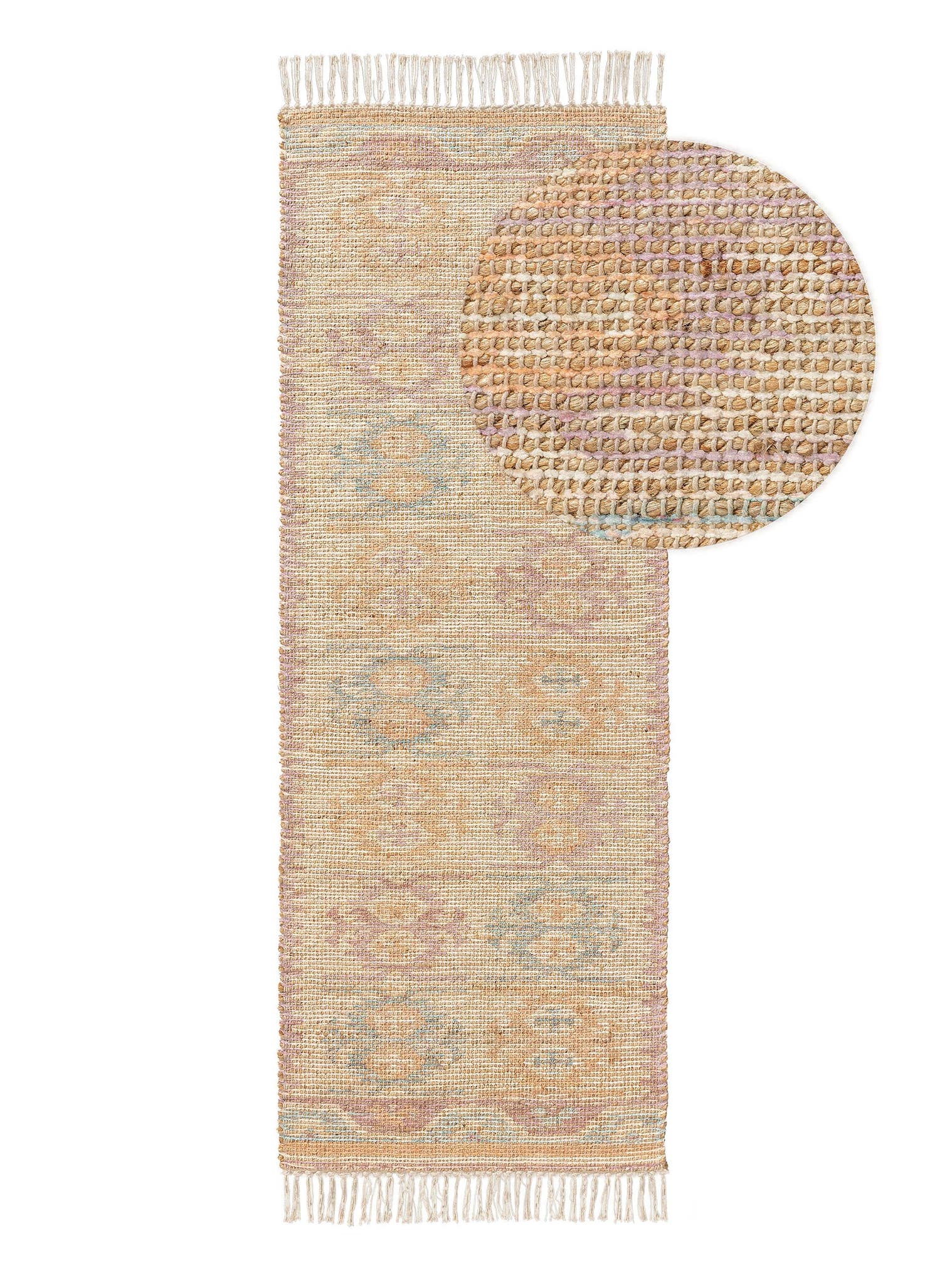 Tapijt van 68% Jute, 20% Polyester, 12% Katoen in Veelkleurig met een 1- 5 mm hoge pool van benuta Pop