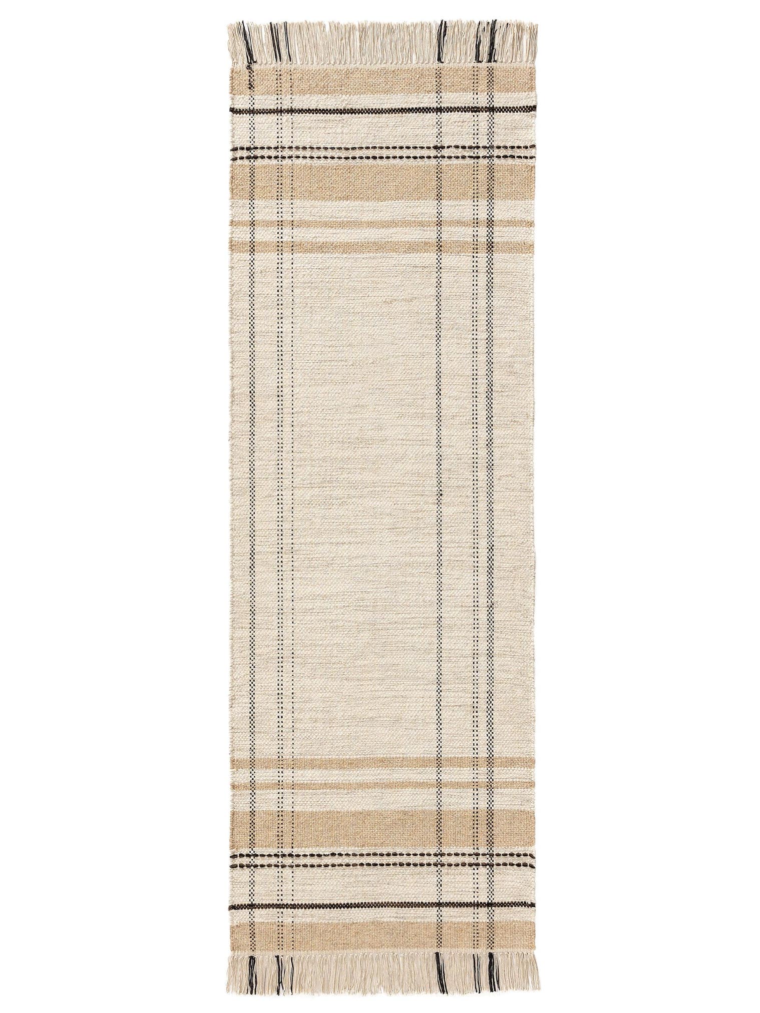Tapijt van 70% Wol, 30% Katoen in Beige met een 1- 5 mm hoge pool van benuta Pop