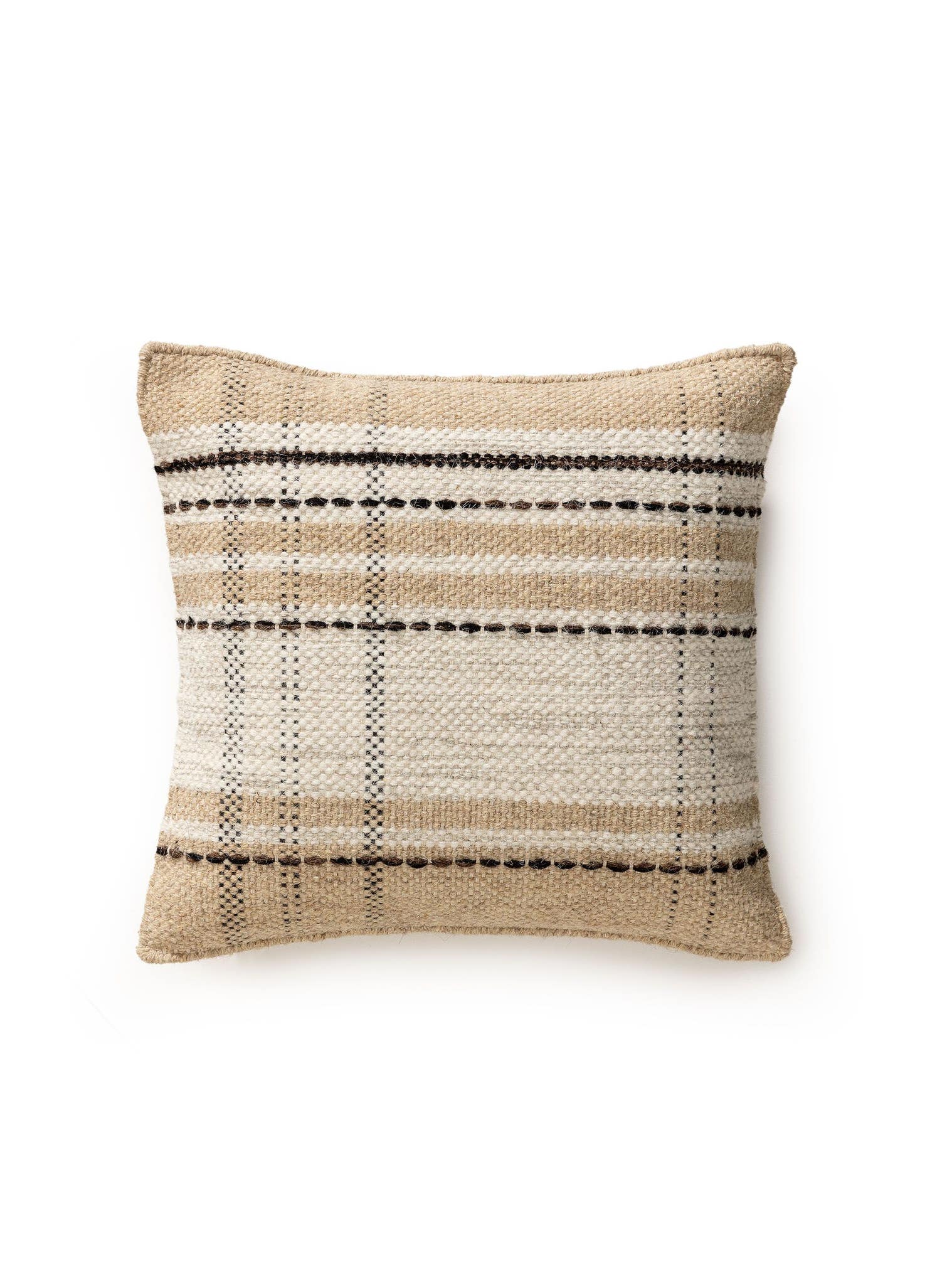 Pudebetræk Bahati Beige i Striber-design lavet af 70% Uld, 30% Bomuld fra benuta Pop