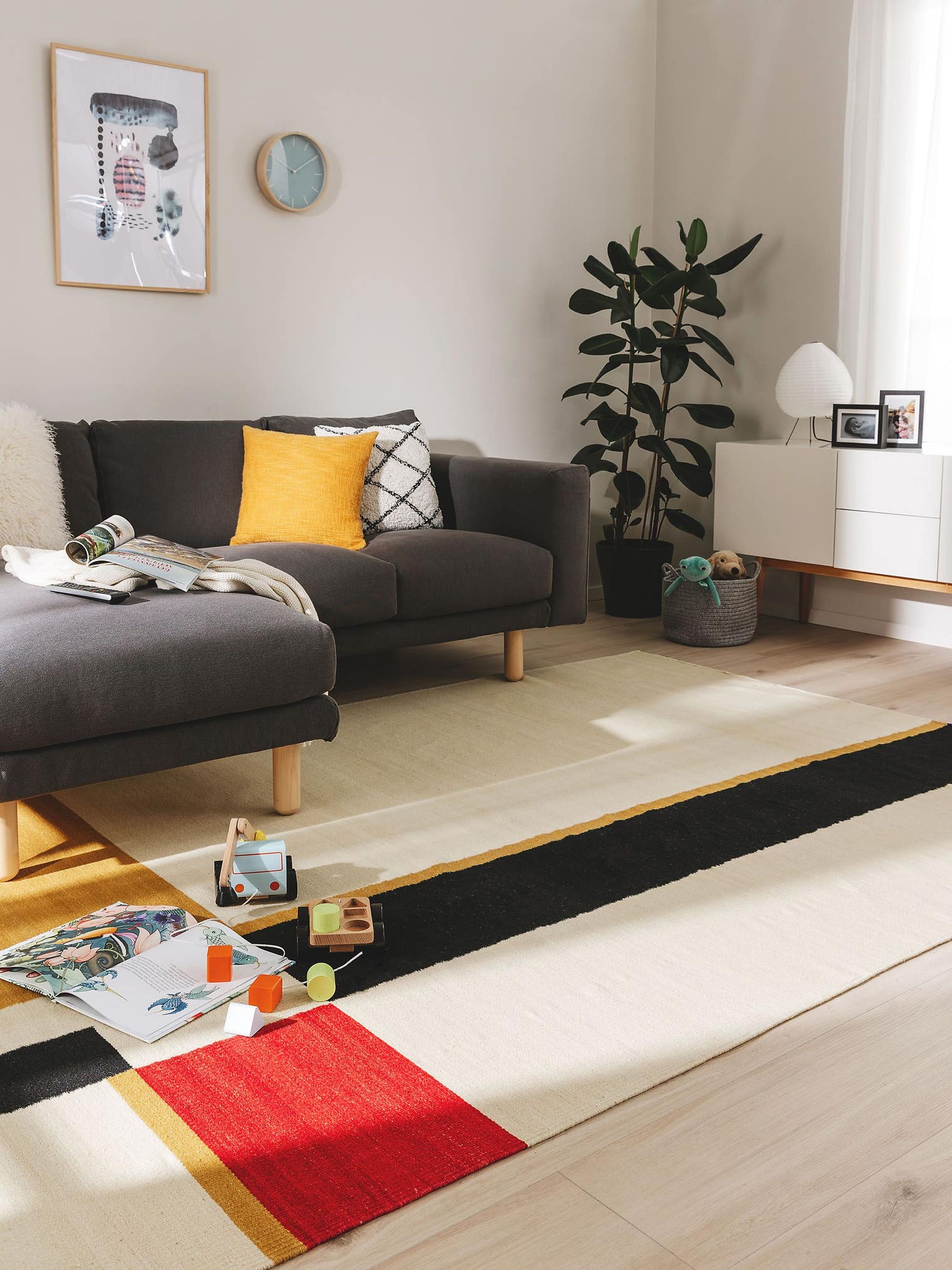 Teppich aus 80% Wolle, 20% Baumwolle in Multicolor mit bis 5 mm hohem Flor von benuta Nest