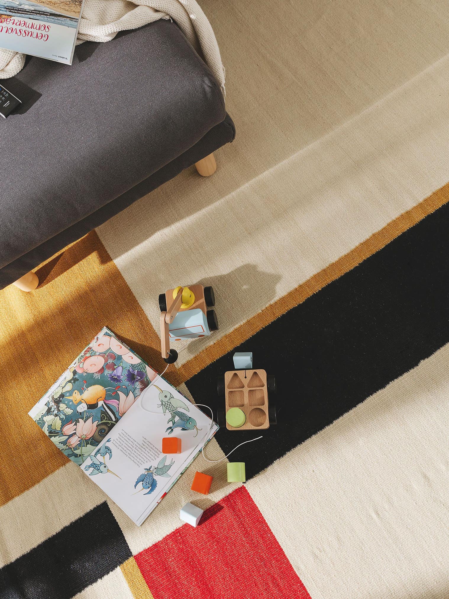 Teppich aus 80% Wolle, 20% Baumwolle in Multicolor mit bis 5 mm hohem Flor von benuta Nest