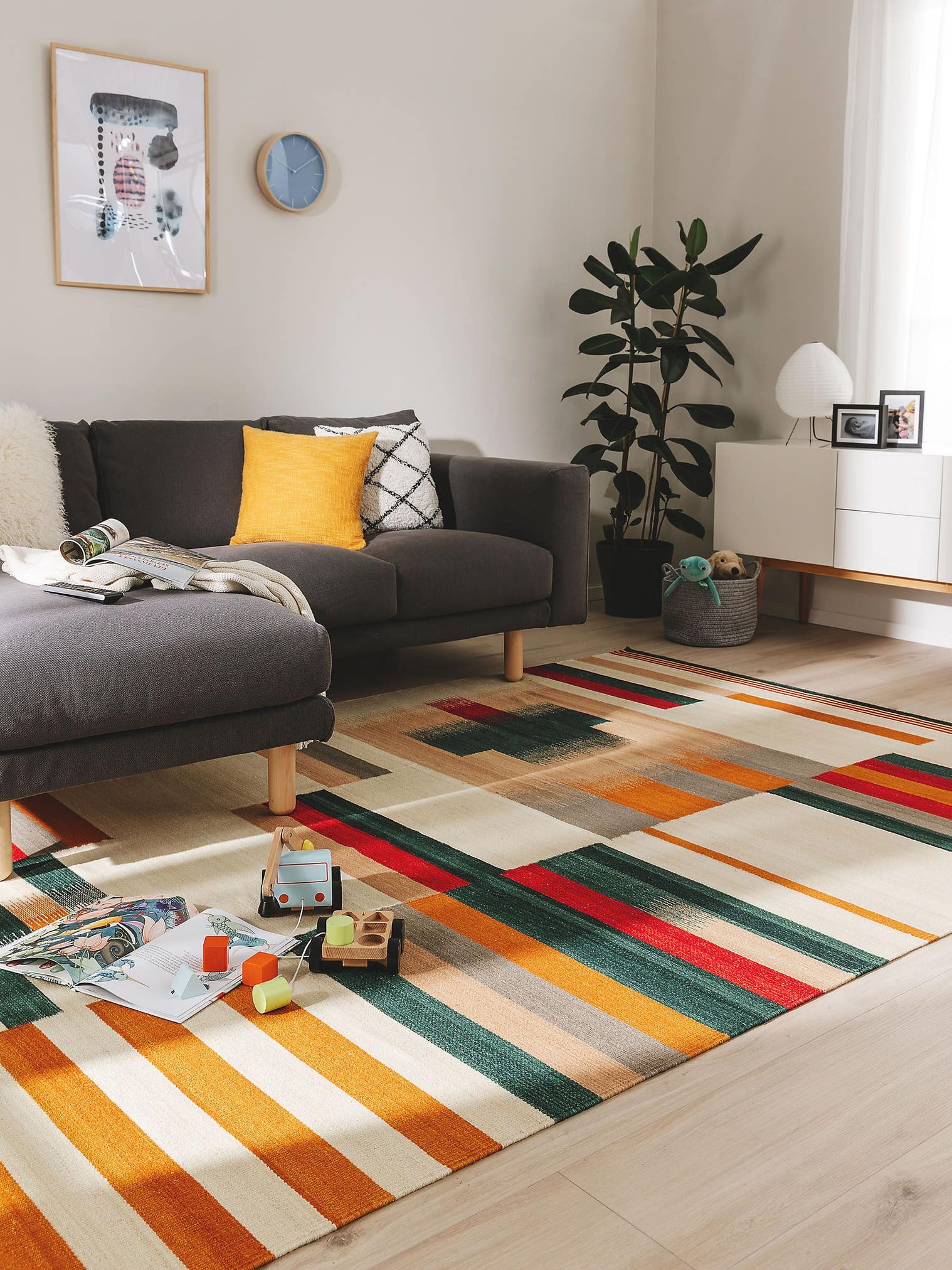 Teppich aus 80% Wolle, 20% Baumwolle in Multicolor mit bis 5 mm hohem Flor von benuta Nest