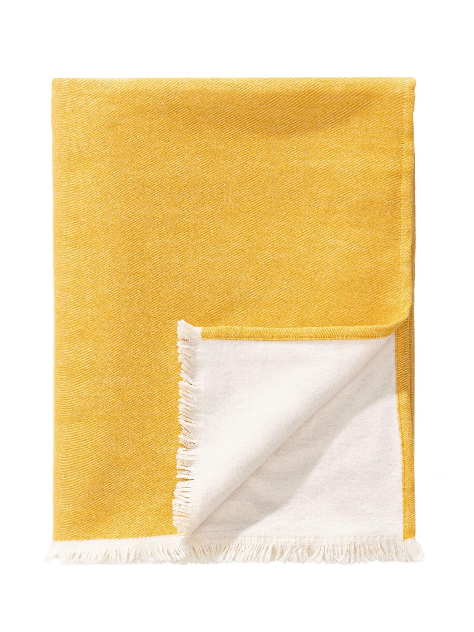 Cotton blanket Luca Yellow in Withfringes design made of 100% Cotton by benuta Nest