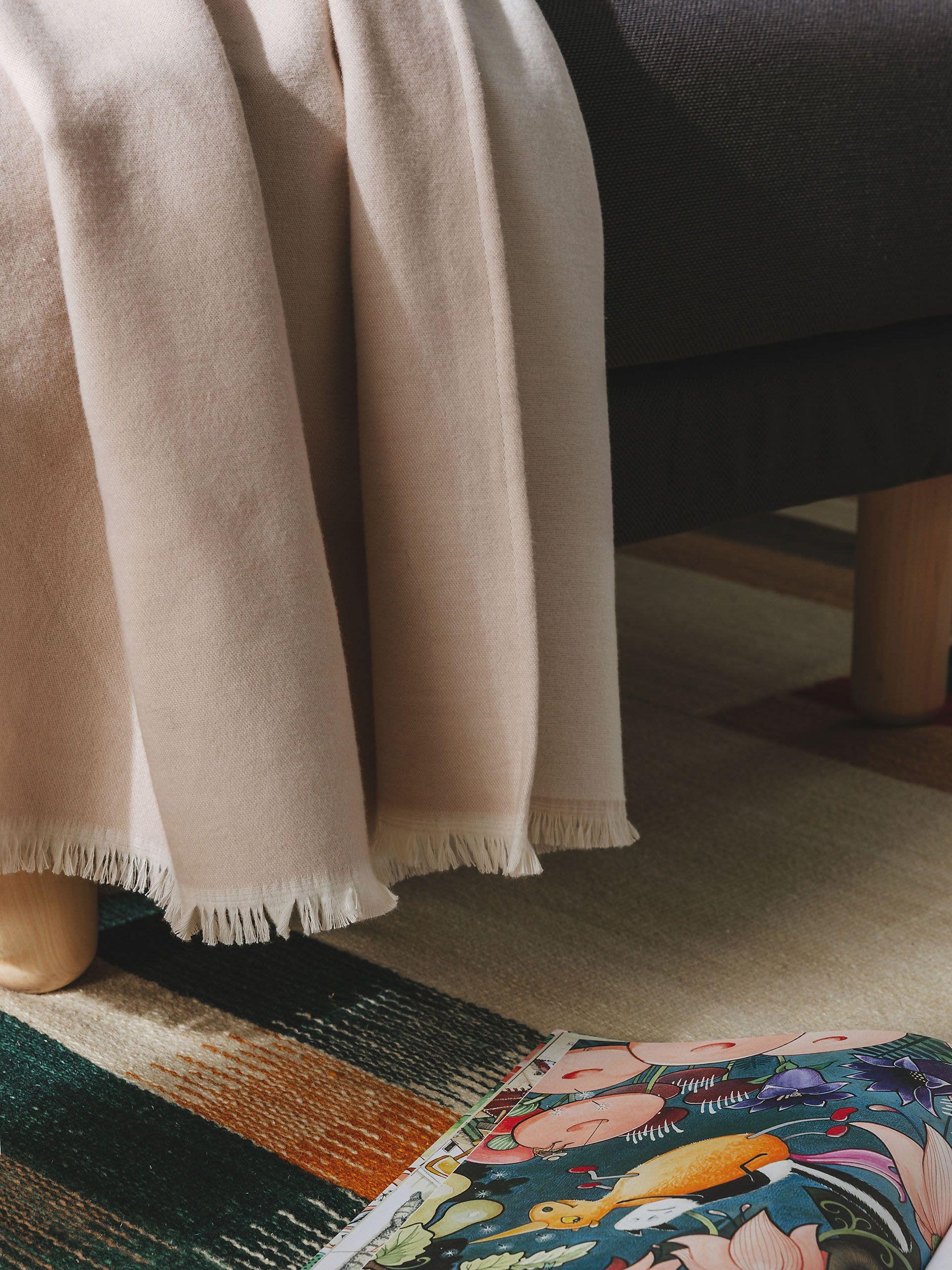 Cotton blanket Luca Cream in Withfringes design made of 100% Cotton by benuta Nest