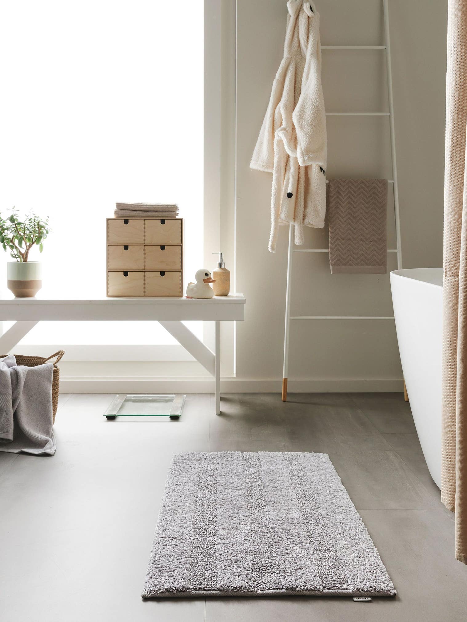 Tappeto di 100% Cotone in Grigio con pelo alto 1- 5 mm da benuta Nest