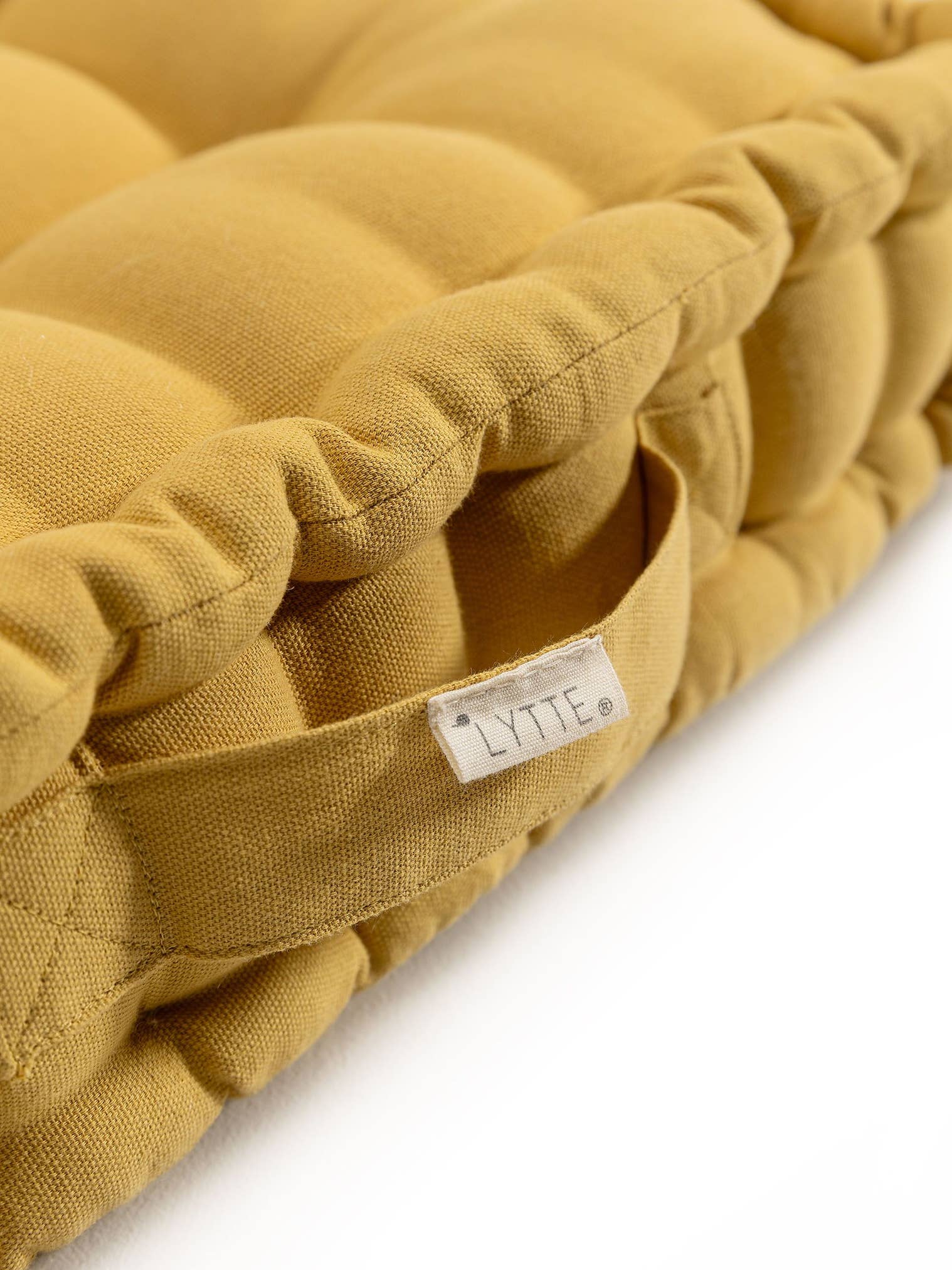 Bodenkissen Bene Gelb im Design Uni aus 100% Baumwolle von Lytte