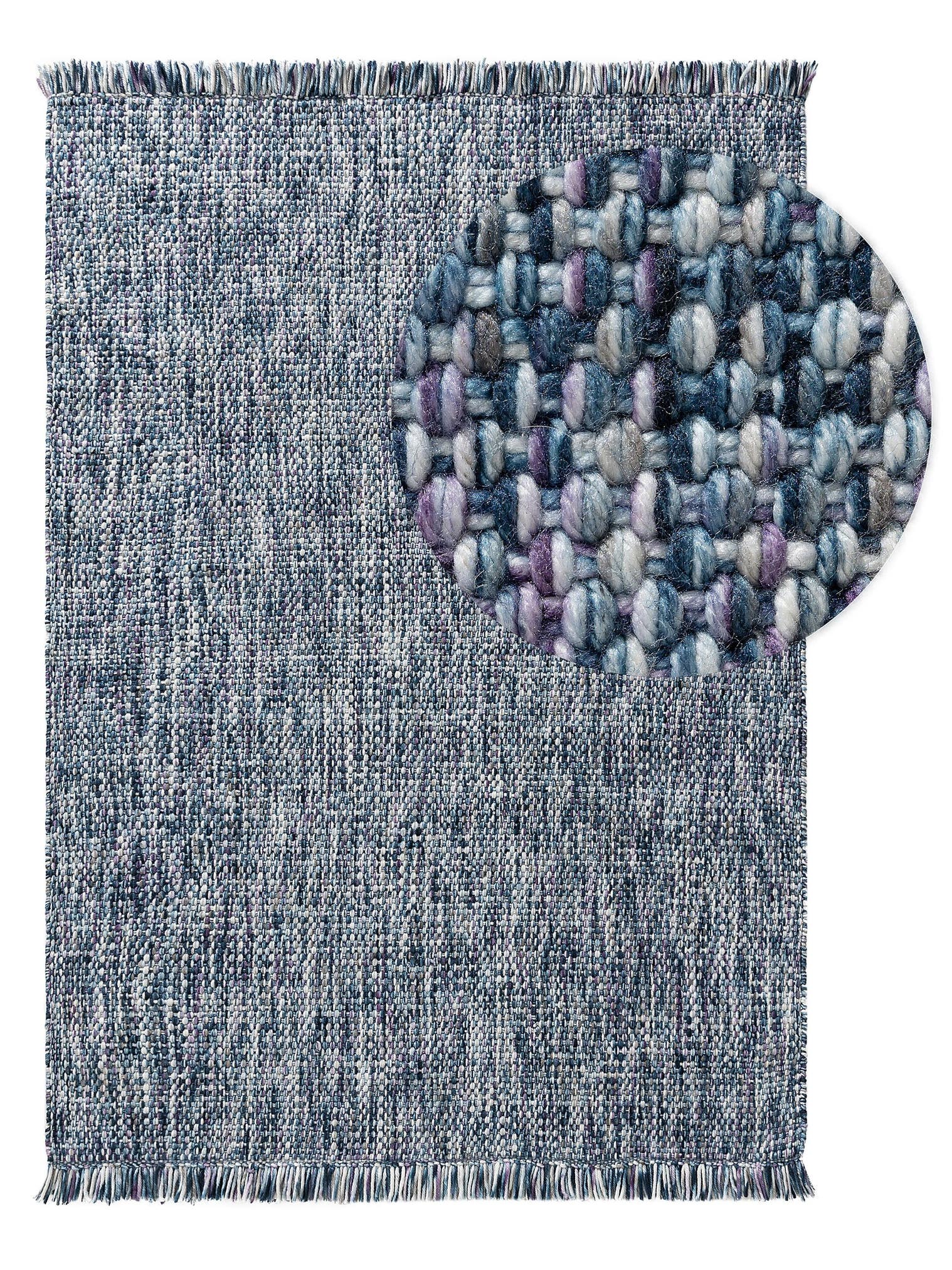 Rug made of 100% Polyester (recycled PET) in Blue with a 1- 5 mm high pile by benuta Pop