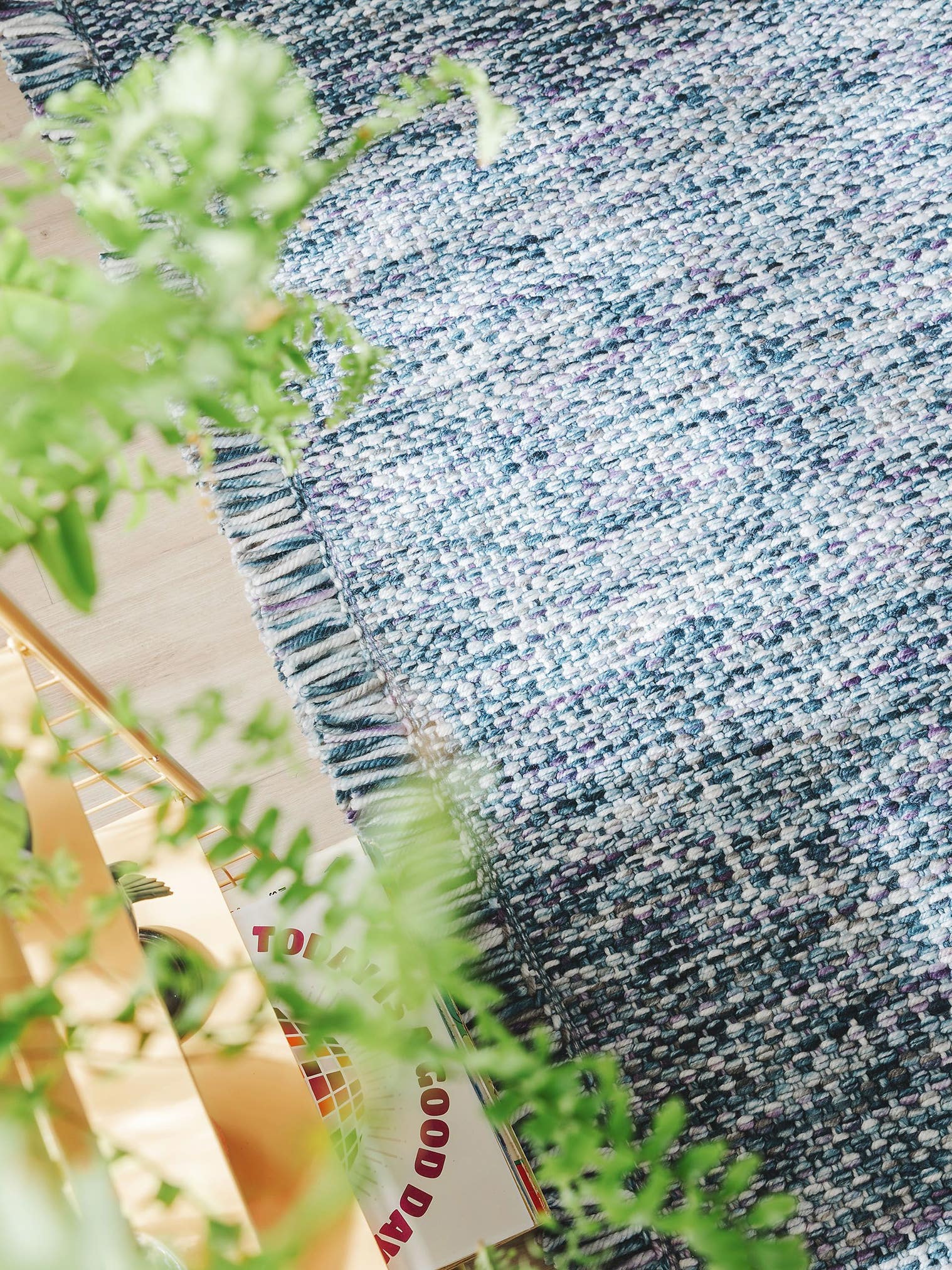 Rug made of 100% Polyester (recycled PET) in Blue with a 1- 5 mm high pile by benuta Pop