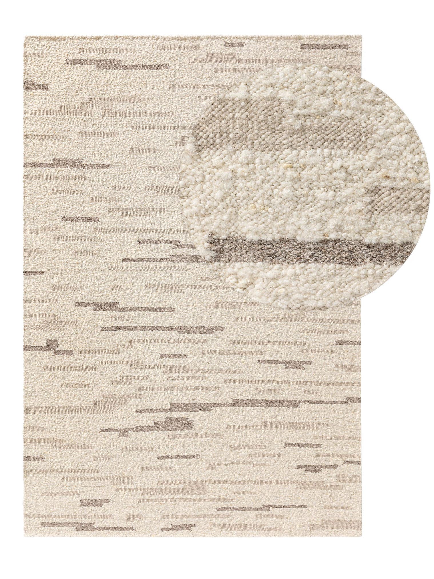 Teppich aus 90% Wolle, 10% Baumwolle in Beige mit 11 bis 20 mm hohem Flor von benuta Pure