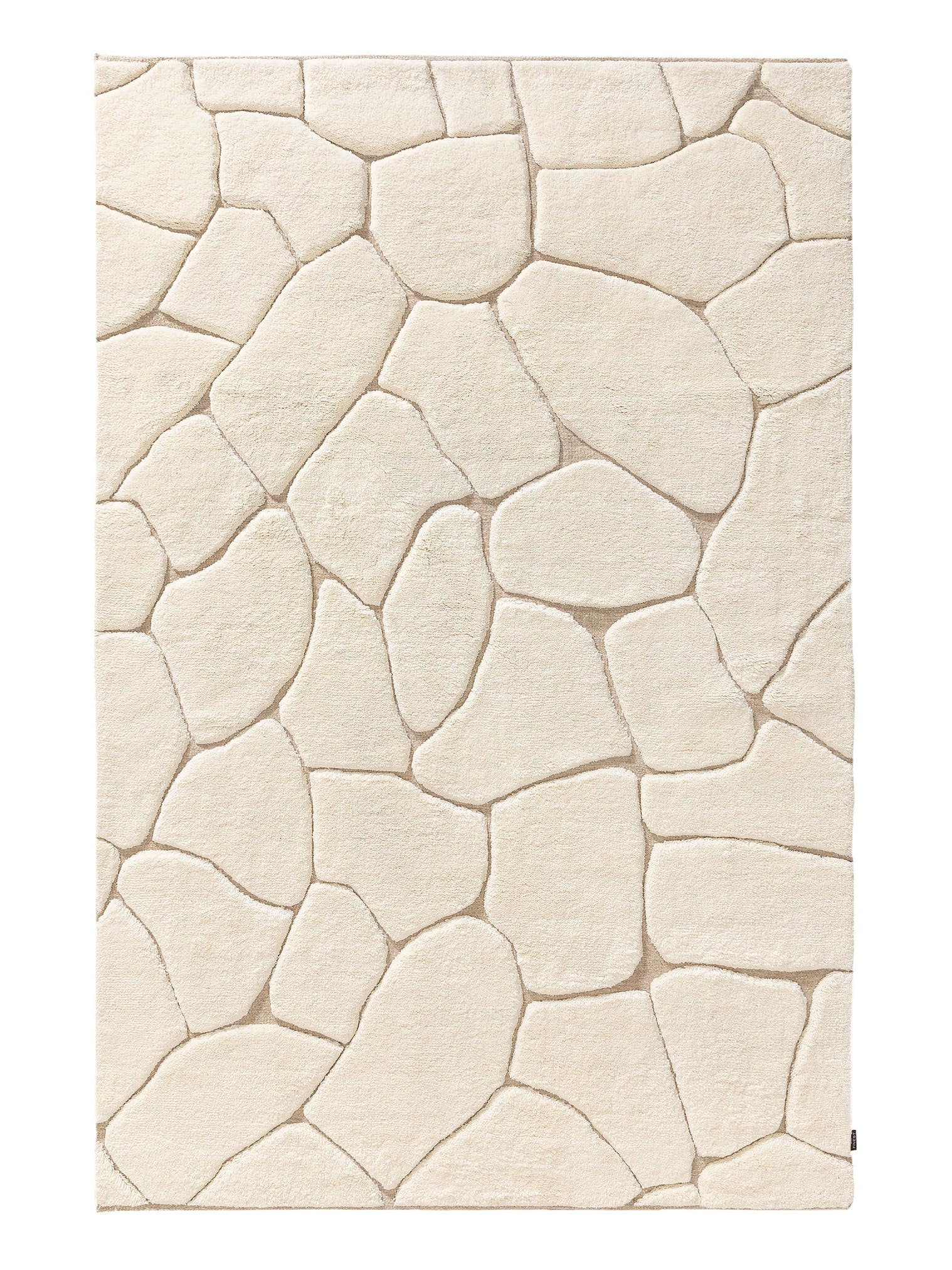 Matta av 90% Ull, 10% Bomull i Beige med 21 - 30 mm hög lugg från benuta Finest