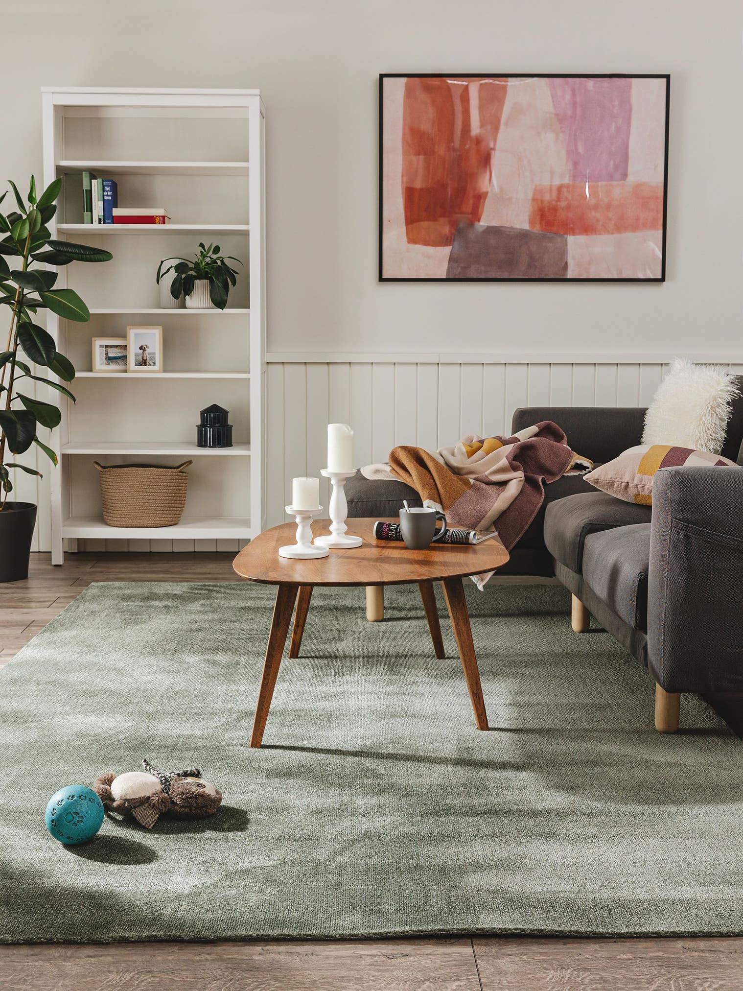 Rug made of 100% Polypropylene in Green with a 6 - 10 mm high pile by benuta Nest