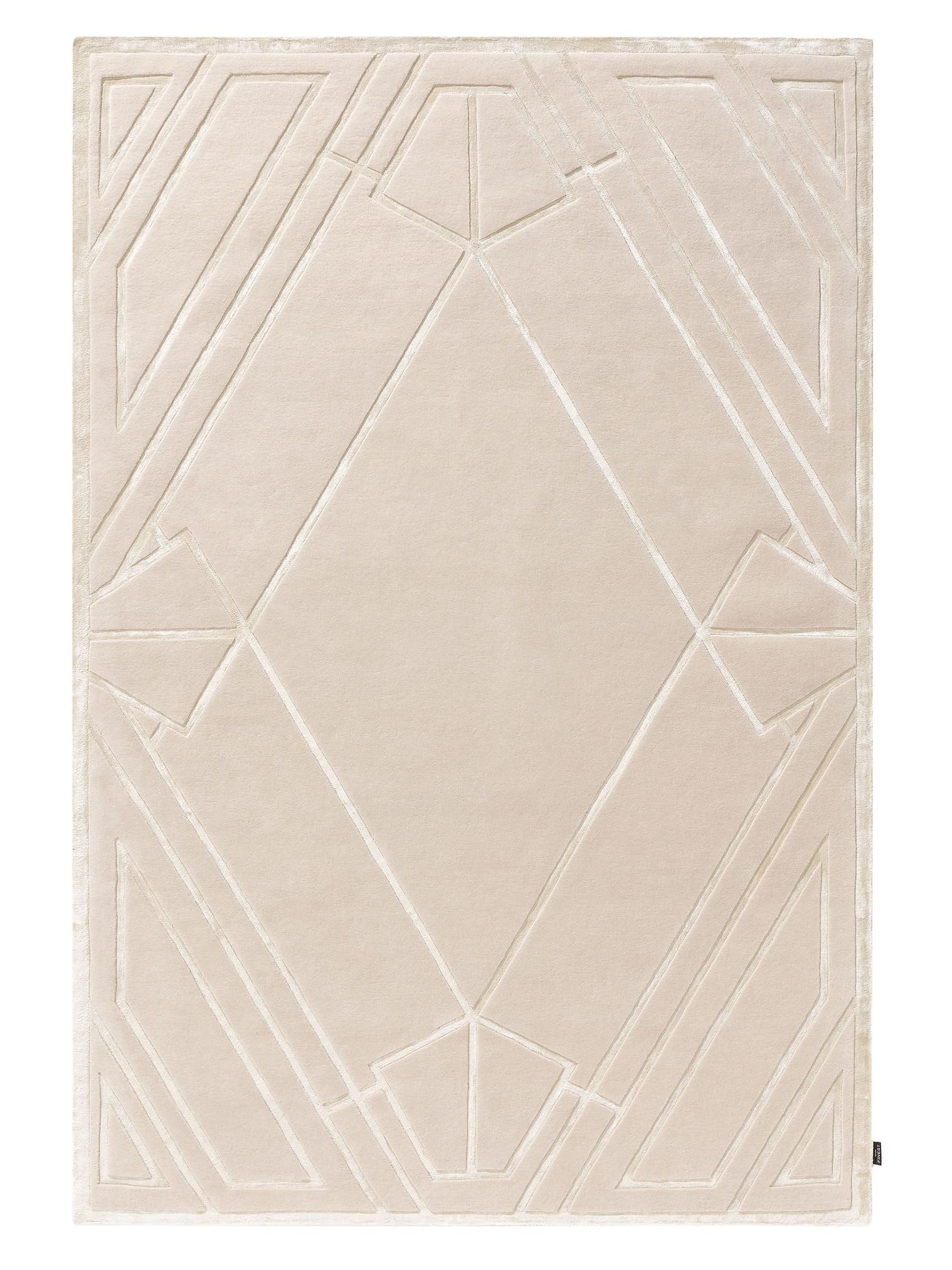 Rug made of 80% Wool, 20% Lyocell (TENCEL™) in Beige with a 6 - 10 mm high pile by benuta Finest