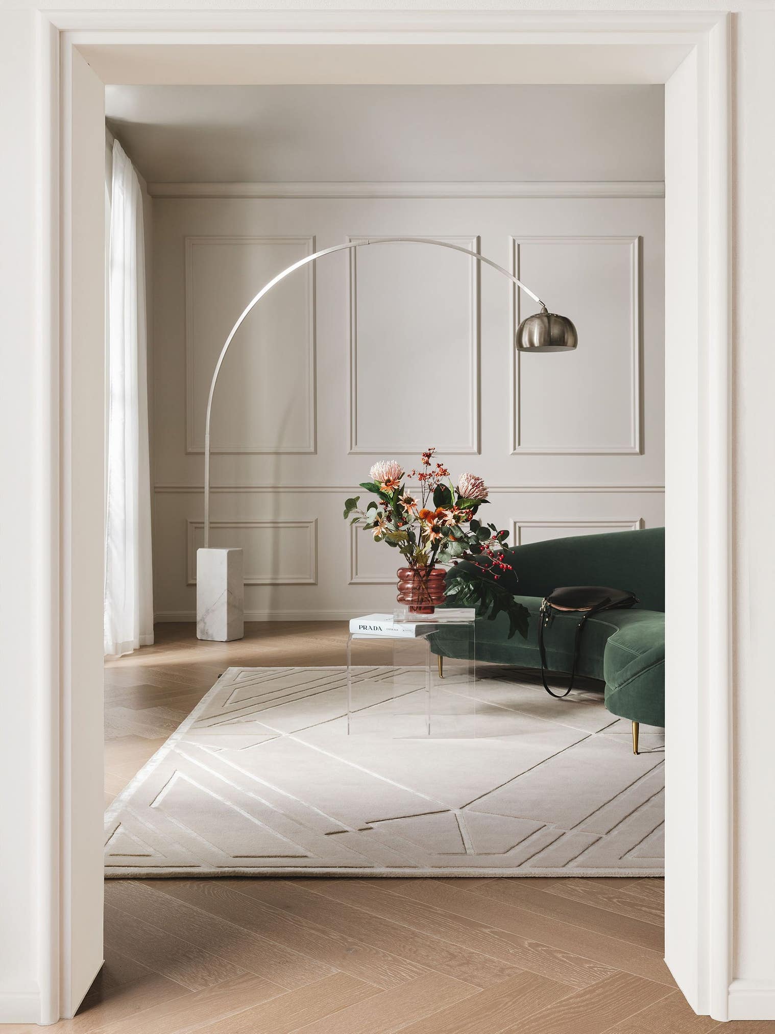 Rug made of 80% Wool, 20% Lyocell (TENCEL™) in Beige with a 6 - 10 mm high pile by benuta Finest