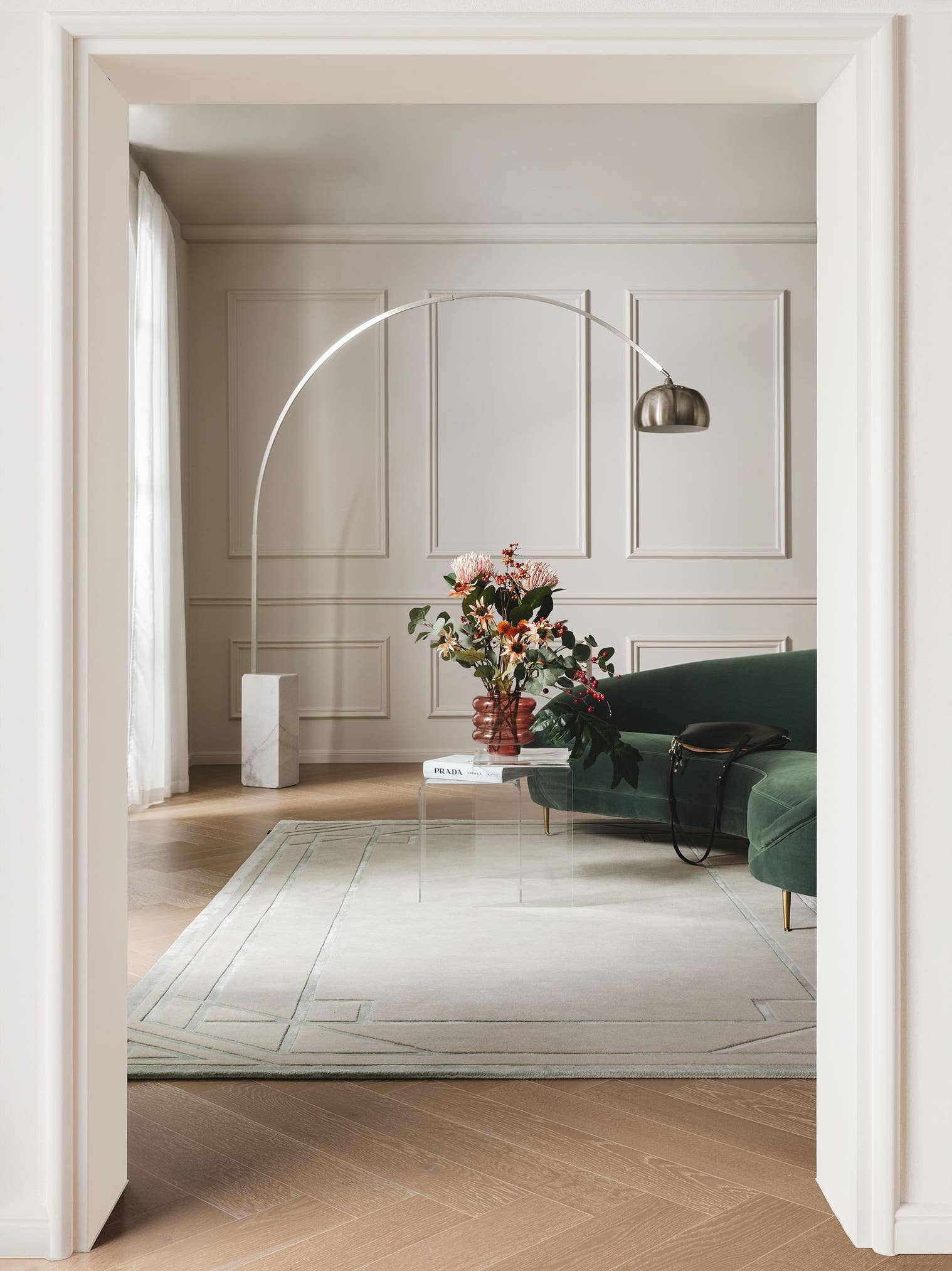 Tapis en 80% Laine, 20% Lyocell (TENCEL™) en Vert avec une pile de 6 - 10 mm de hauteur de benuta Finest