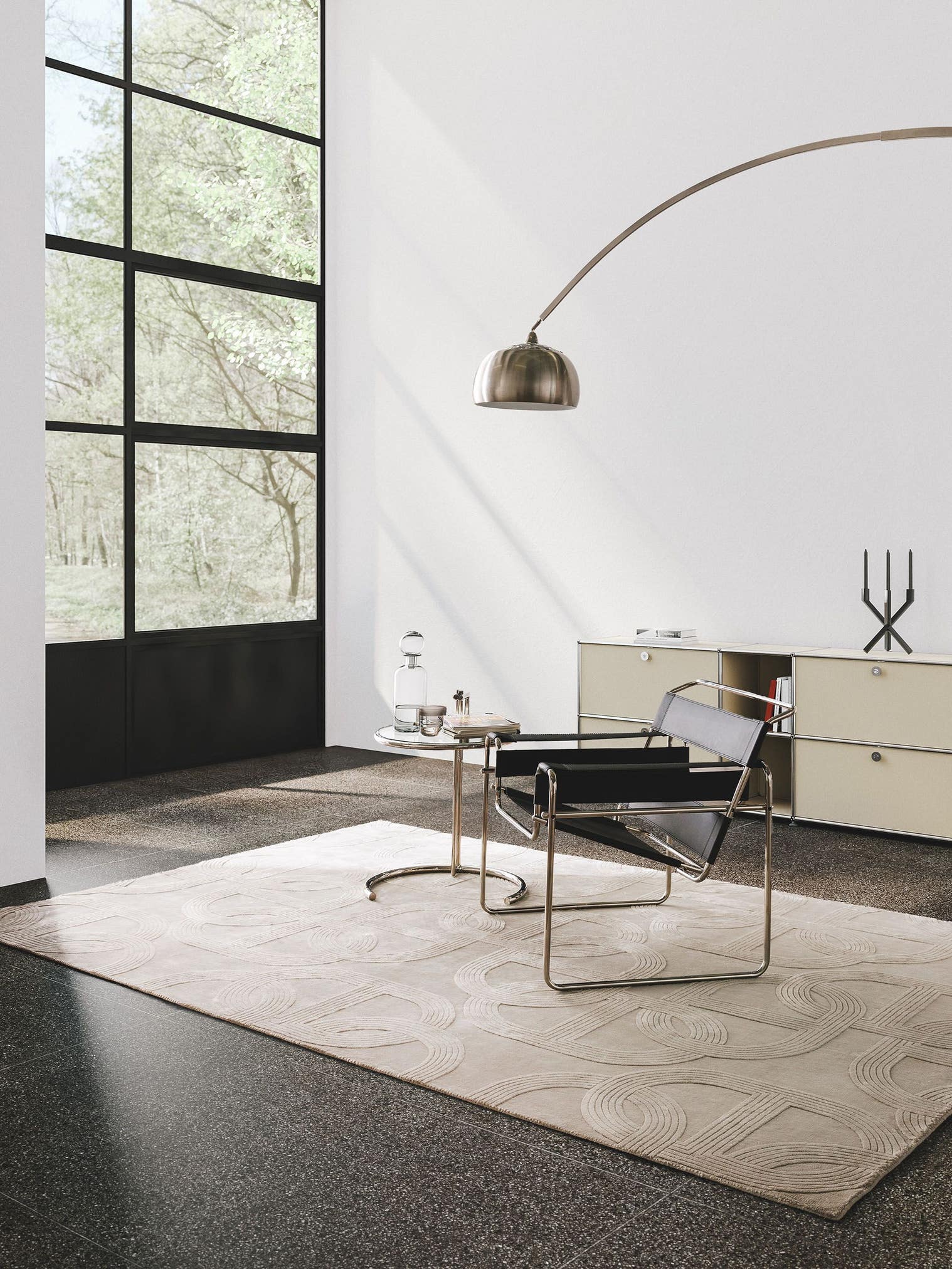 Rug made of 100% Lyocell (TENCEL™) in Beige with a 1- 5 mm high pile by benuta Finest