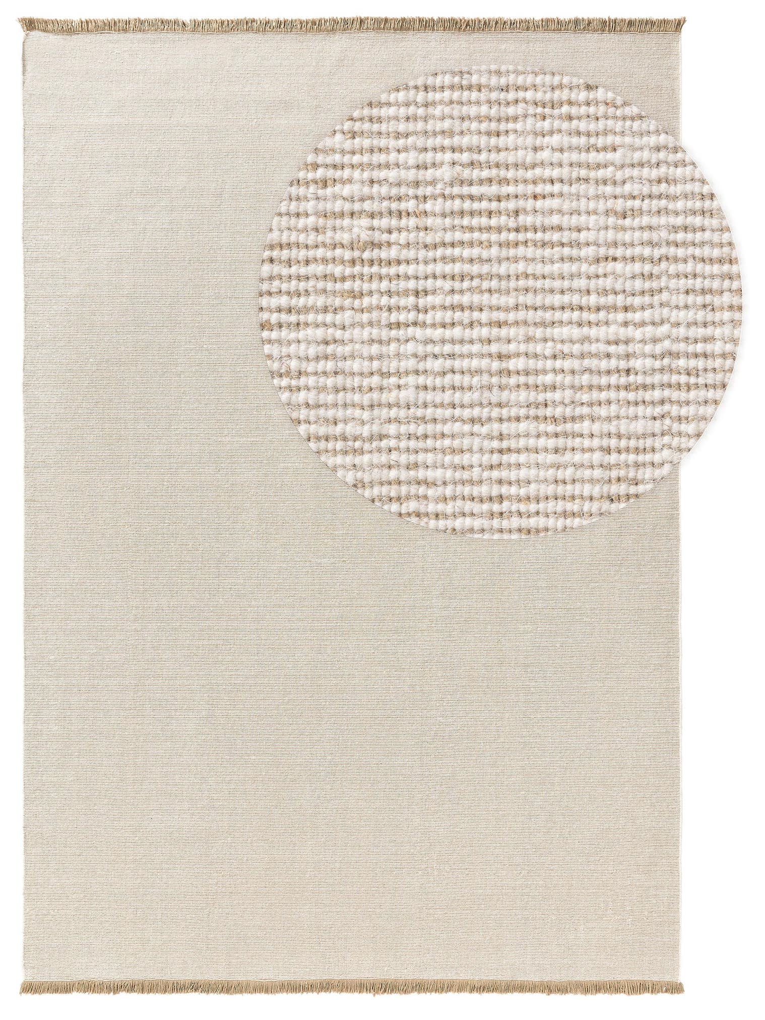 Rug made of 70% Wool, 30% Cotton in Beige with a 1- 5 mm high pile by benuta Nest