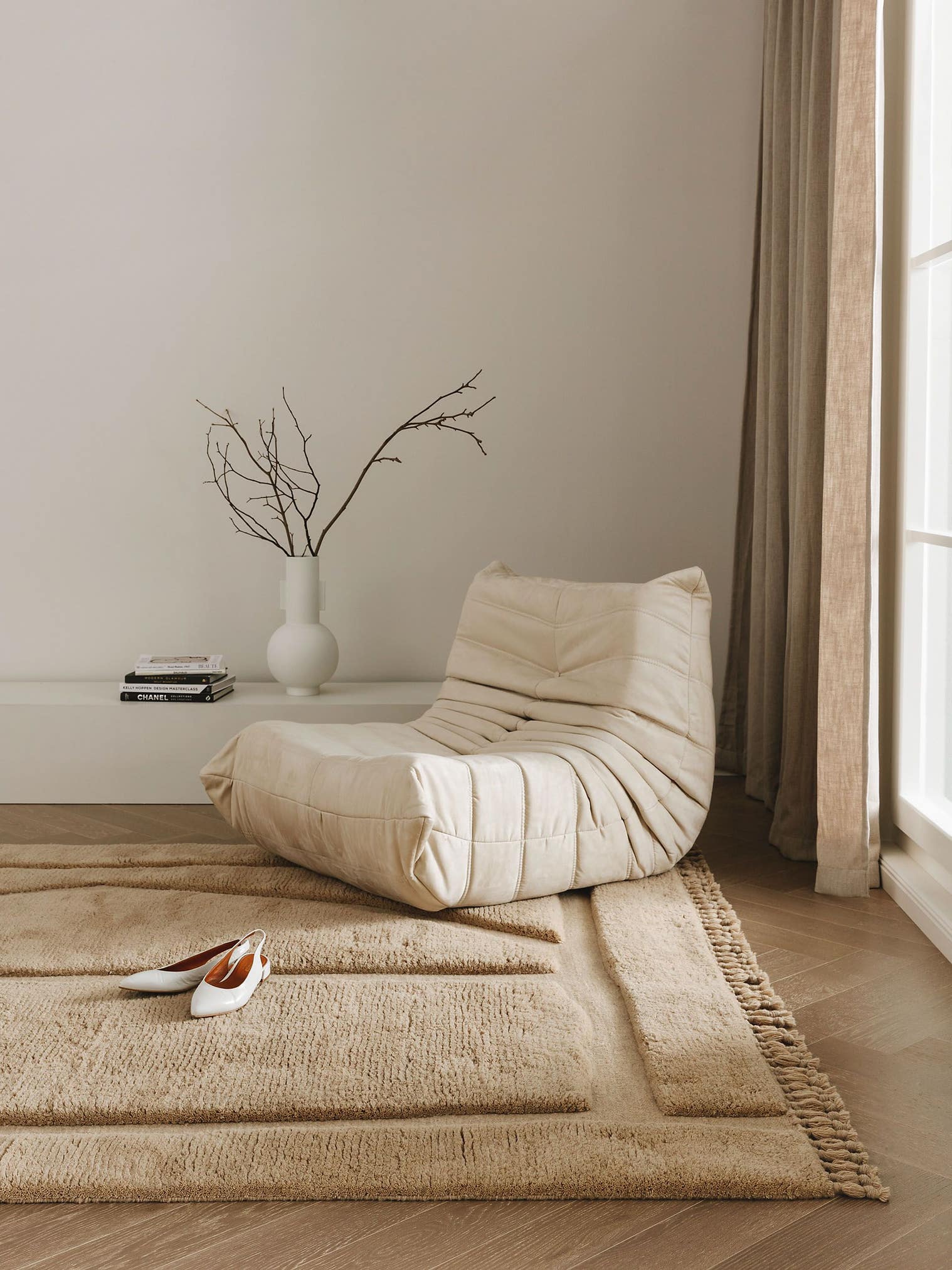Rug made of 100% Wool from (New Zealand) in Beige with a 21 - 30 mm high pile by benuta Finest