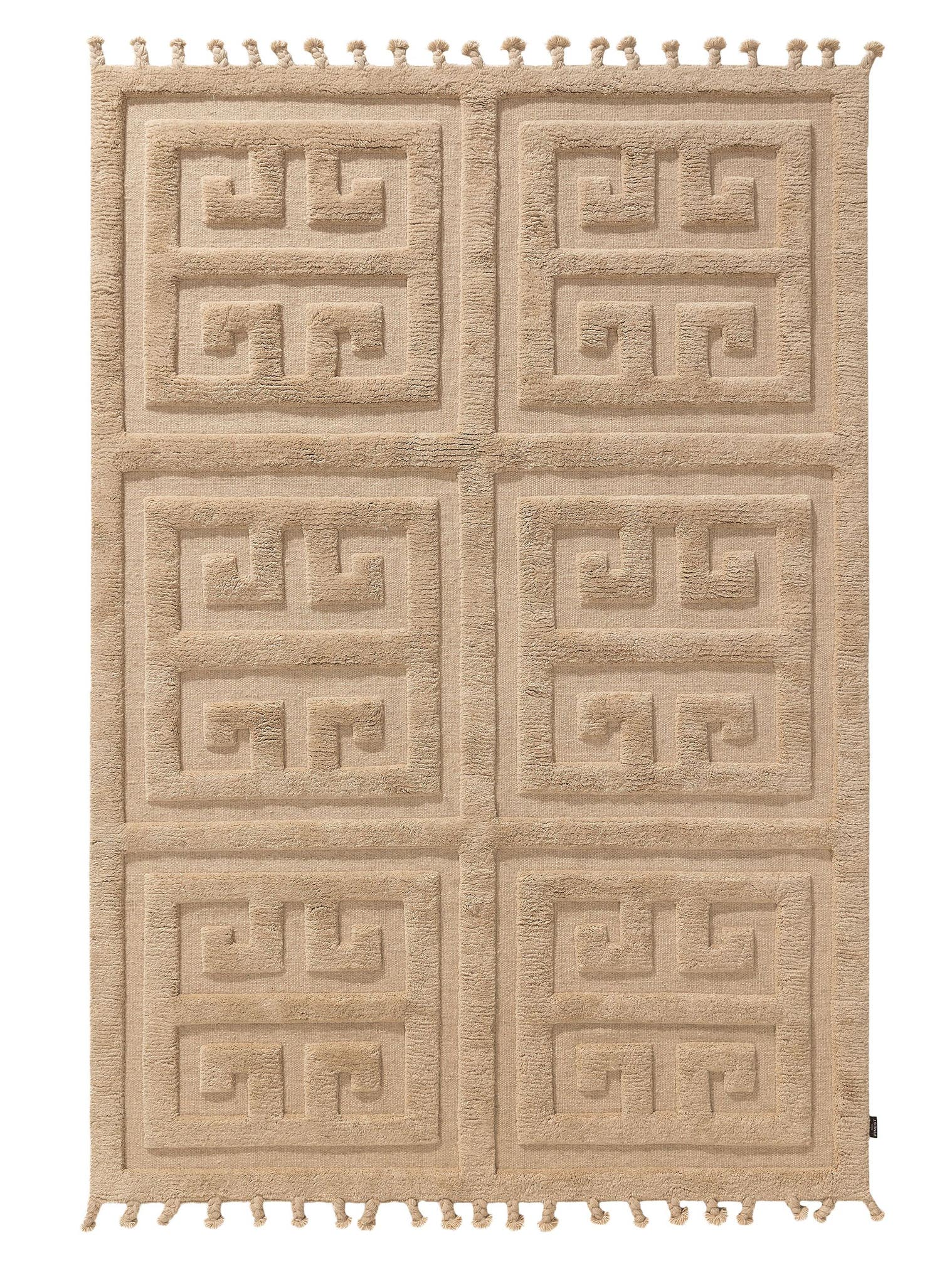Tæppe af 100% Uld (fra New Zealand) i Beige med 21 - 30 mm høj luv fra benuta Finest
