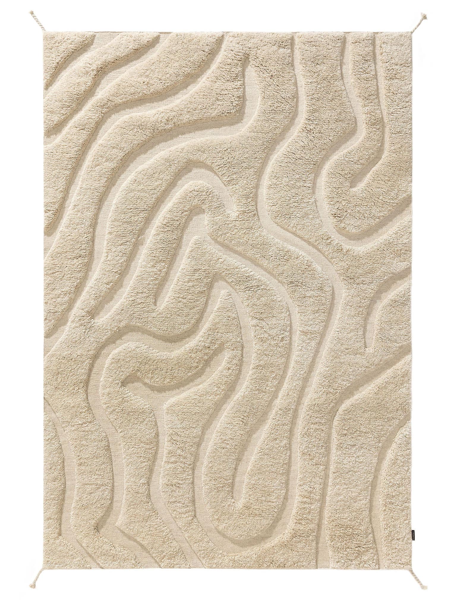 Tapis en 100% Laine (de Nouvelle-Zélande) en Beige avec une pile de 21 - 30 mm de hauteur de benuta Finest